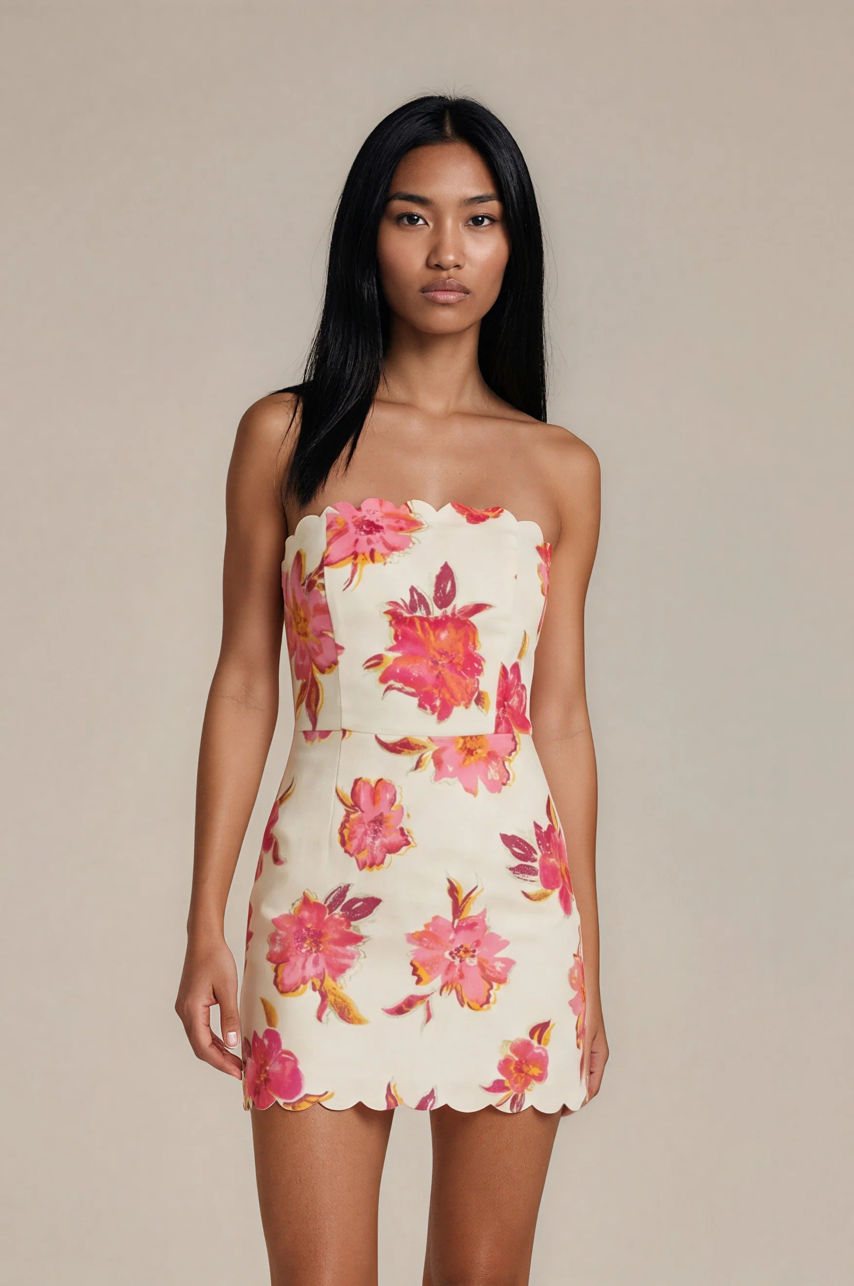 Abbey Mini Dress - Pink Hibiscus