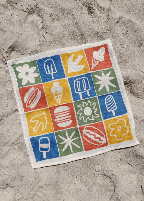 Beach Picnic Waffle Weave Towel
