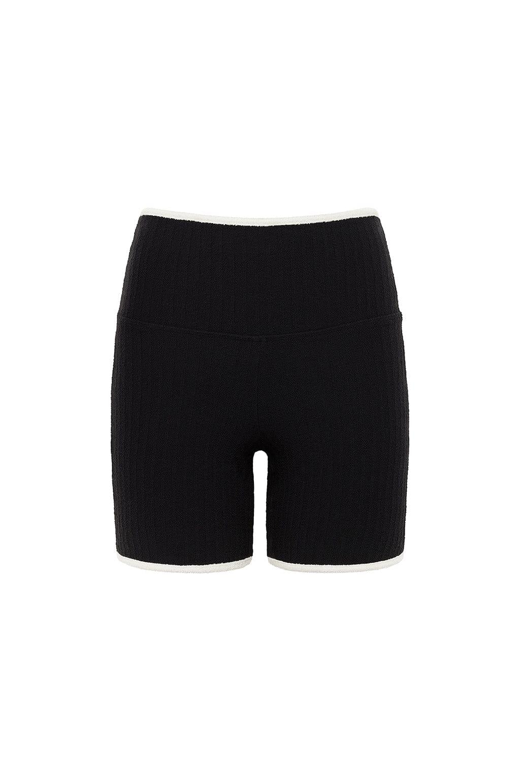Black Terry Rib Midi Bike Short