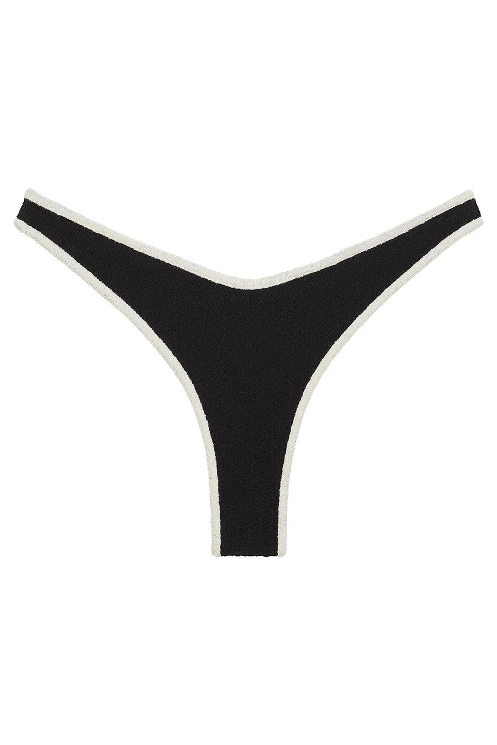 Black Terry Rib Thong Bikini Bottom - Image 2