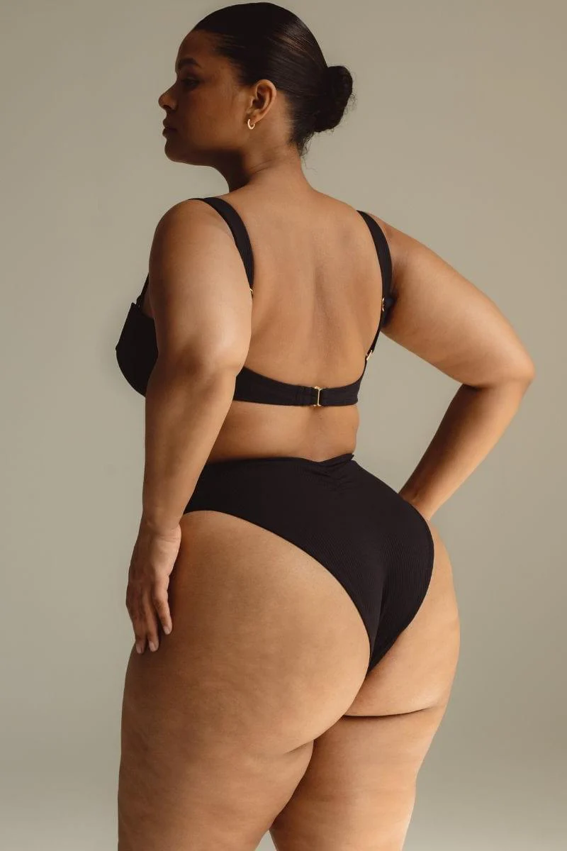 Black Rib Bustier Bikini Top - Image 5