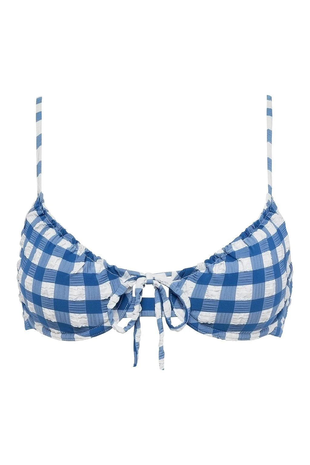 Blue Gingham Lucy Bikini Top - Image 2
