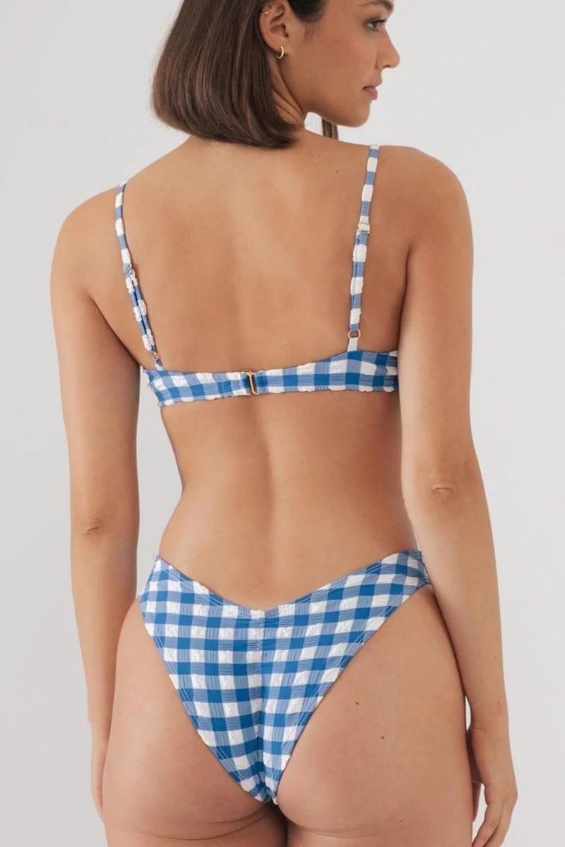 Blue Gingham Lucy Bikini Top - Image 5