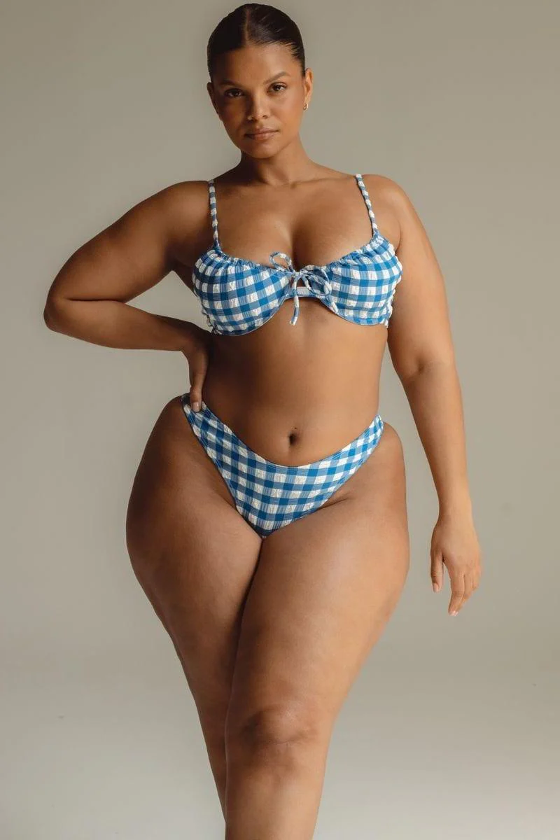 Blue Gingham Lucy Bikini Top - Image 6
