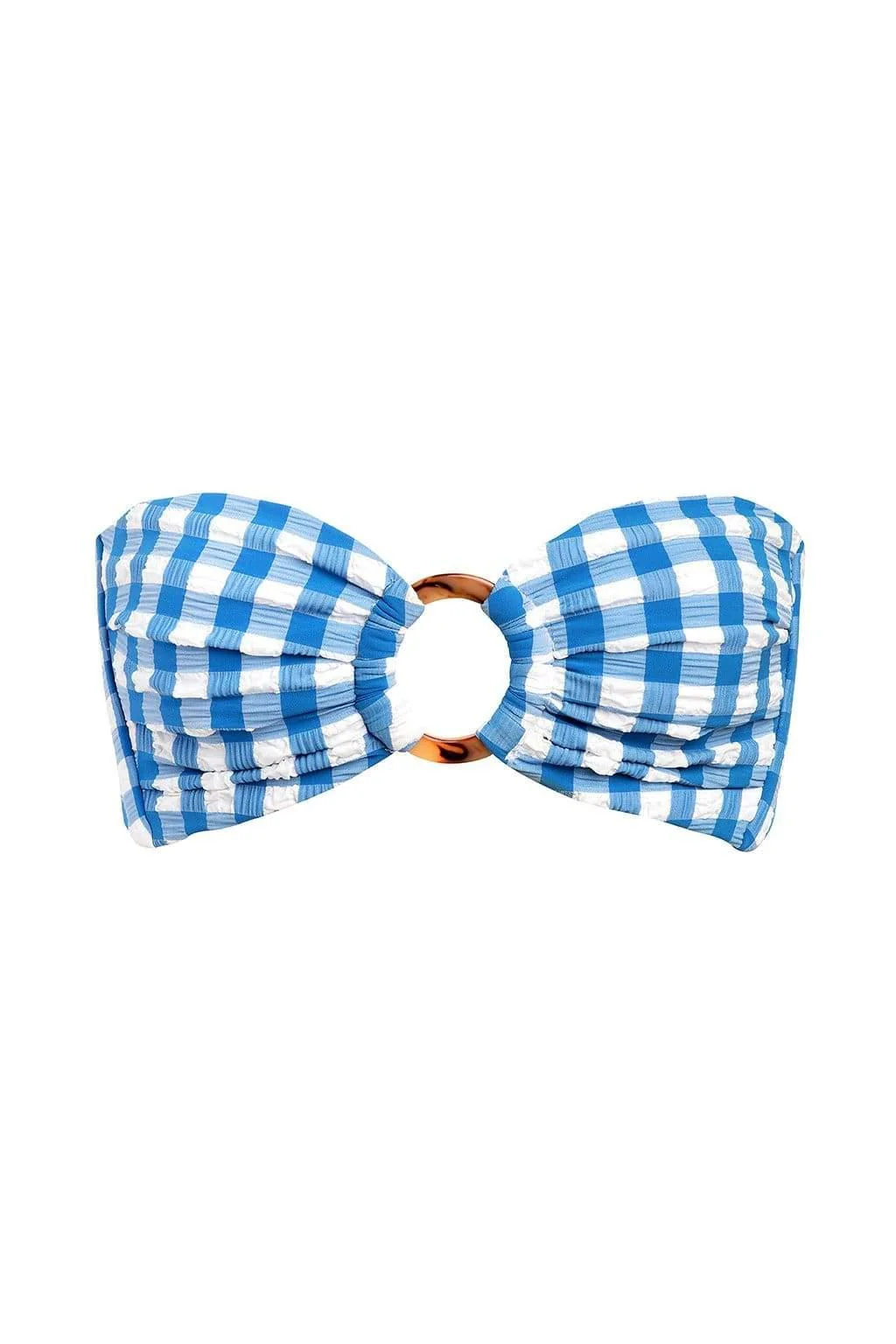 Blue Gingham Tori Ties Bandeau Bikini Top - Image 2