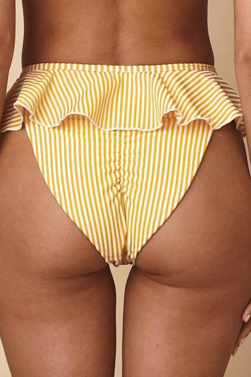 Canary Stripe Tamarindo Ruffle Bikini Bottom - Image 3