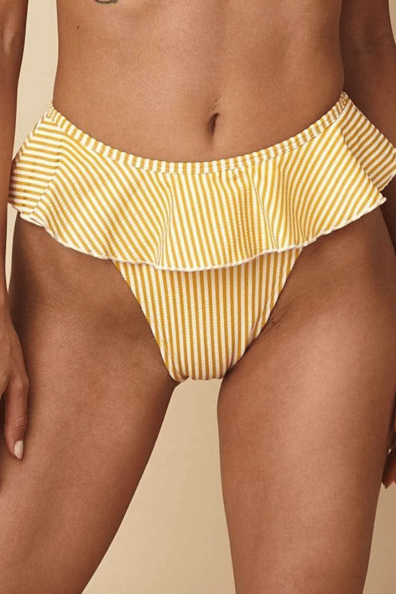 Canary Stripe Tamarindo Ruffle Bikini Bottom - Image 4