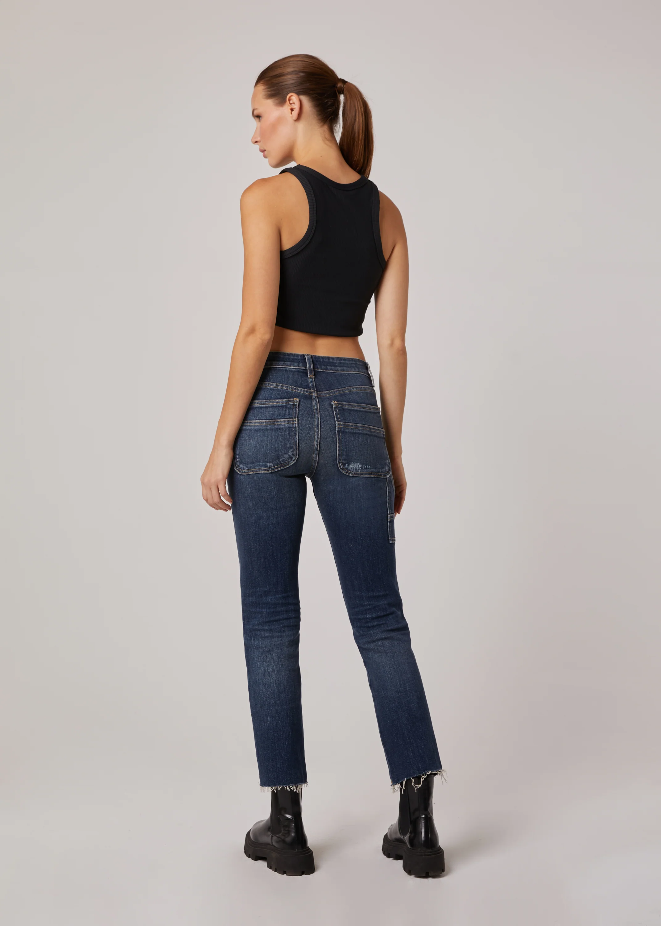 Charlie High Rise Utility Straight Jeans - Dark Newbury - Image 2