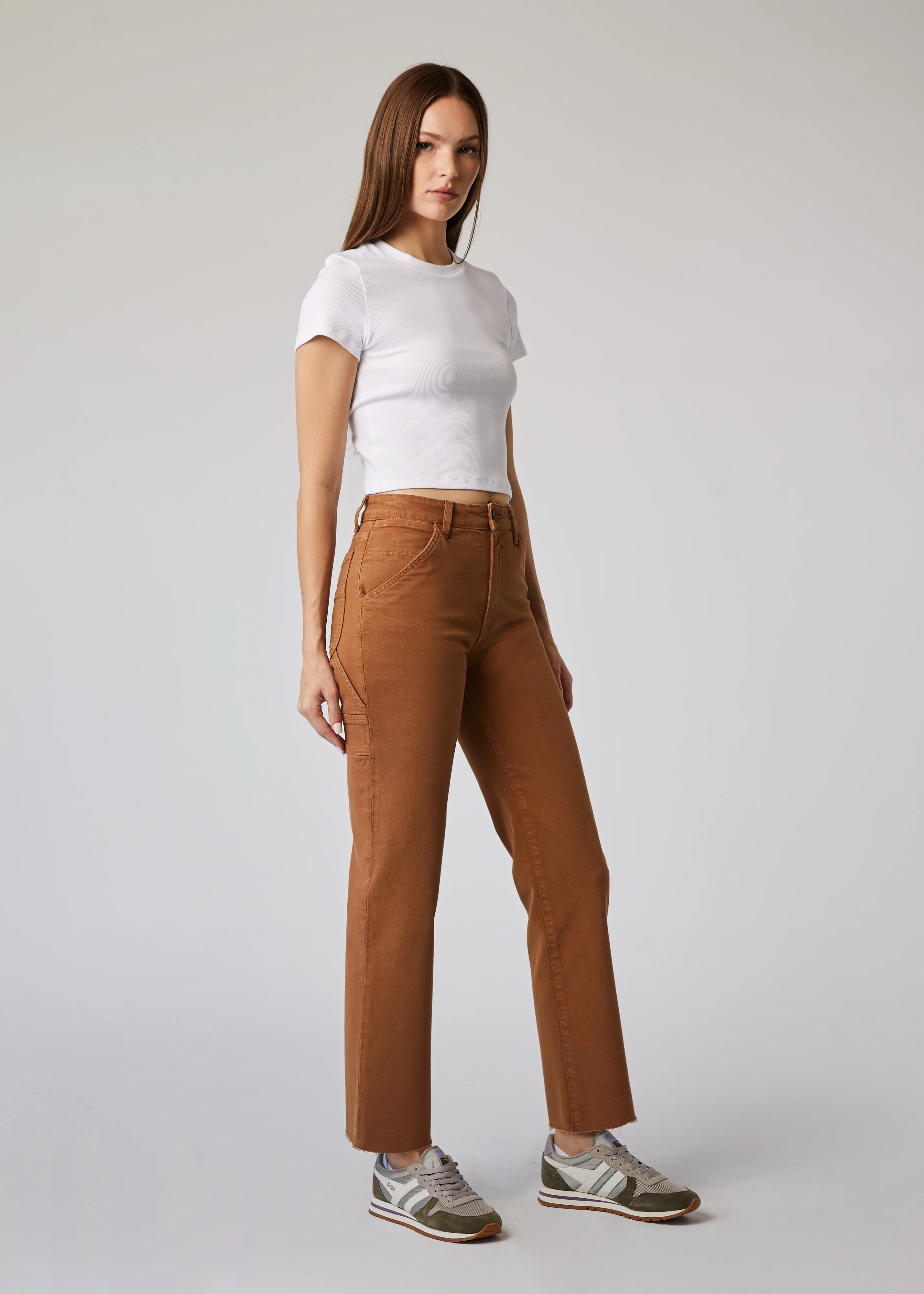 Charlie High Rise Utility Straight Jeans - Oak - Image 2