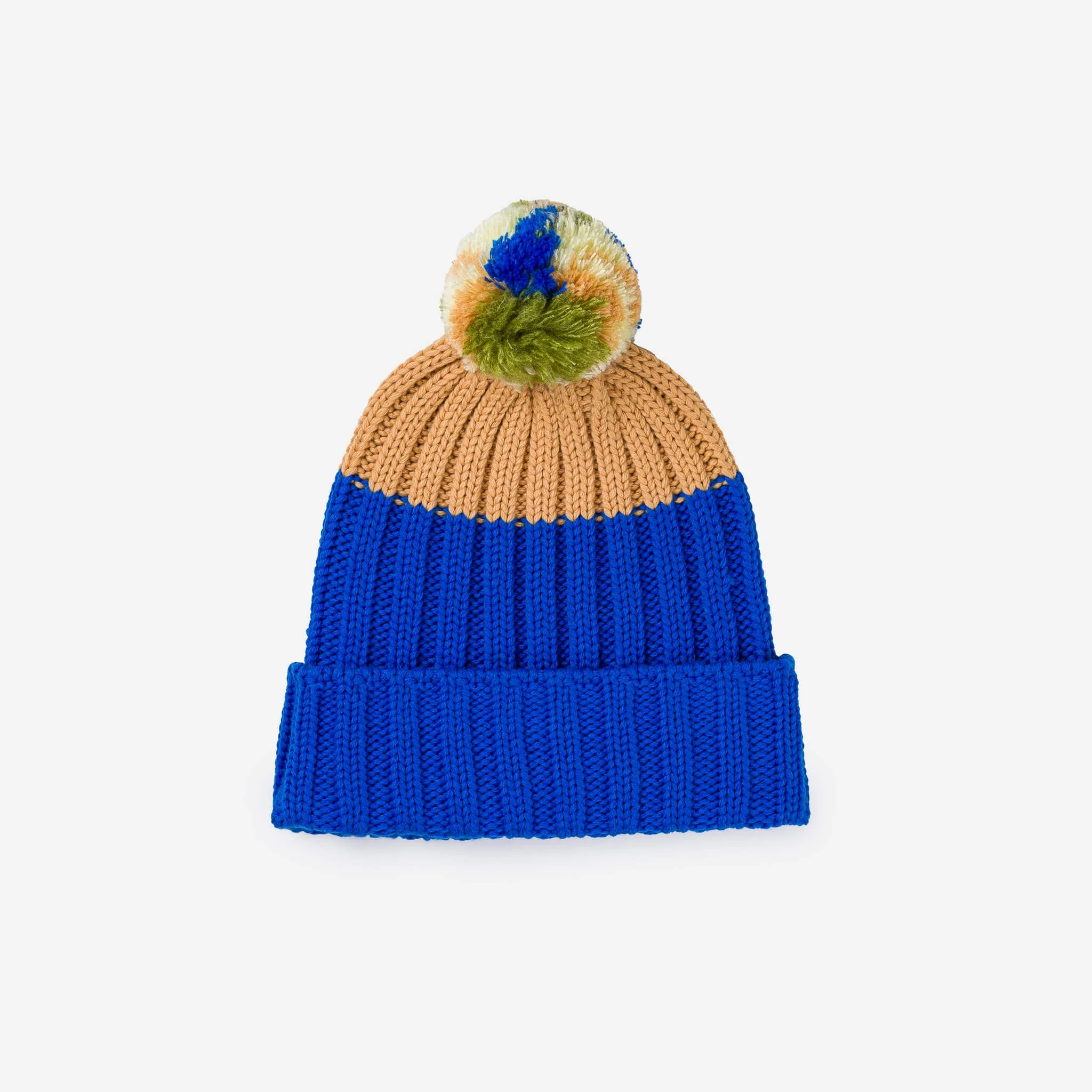 Chunky Colorblock Knit Pom Beanie - Image 3