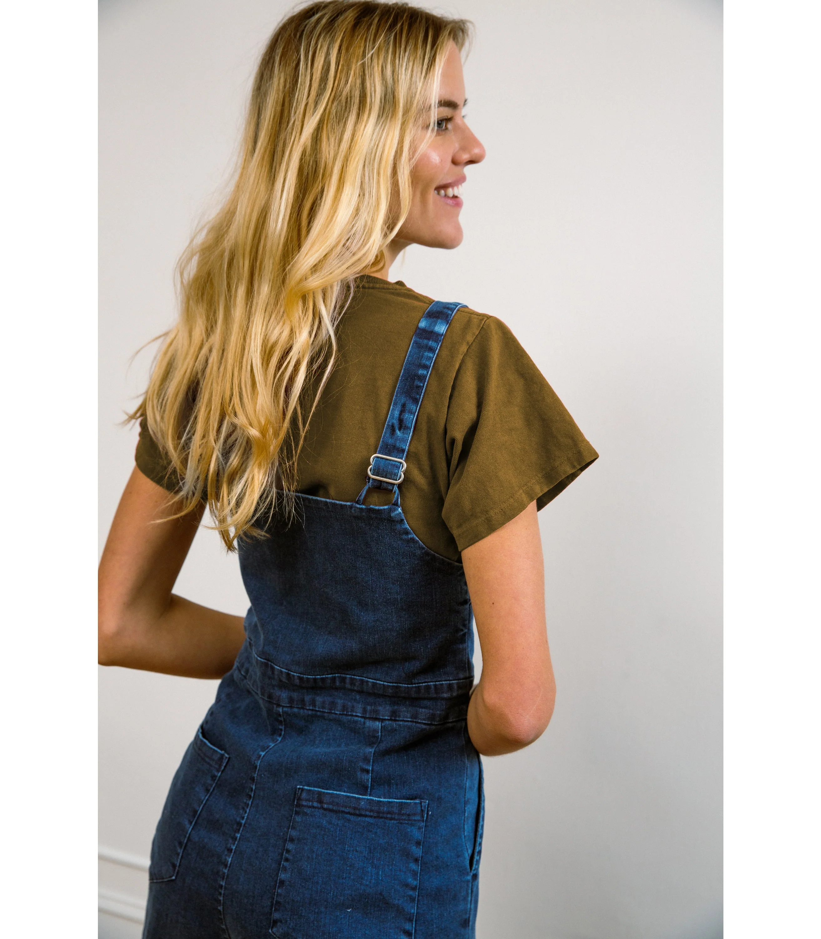 Claudia Zip Front Cropped Jumpsuit - Washed Indigo - Image 3