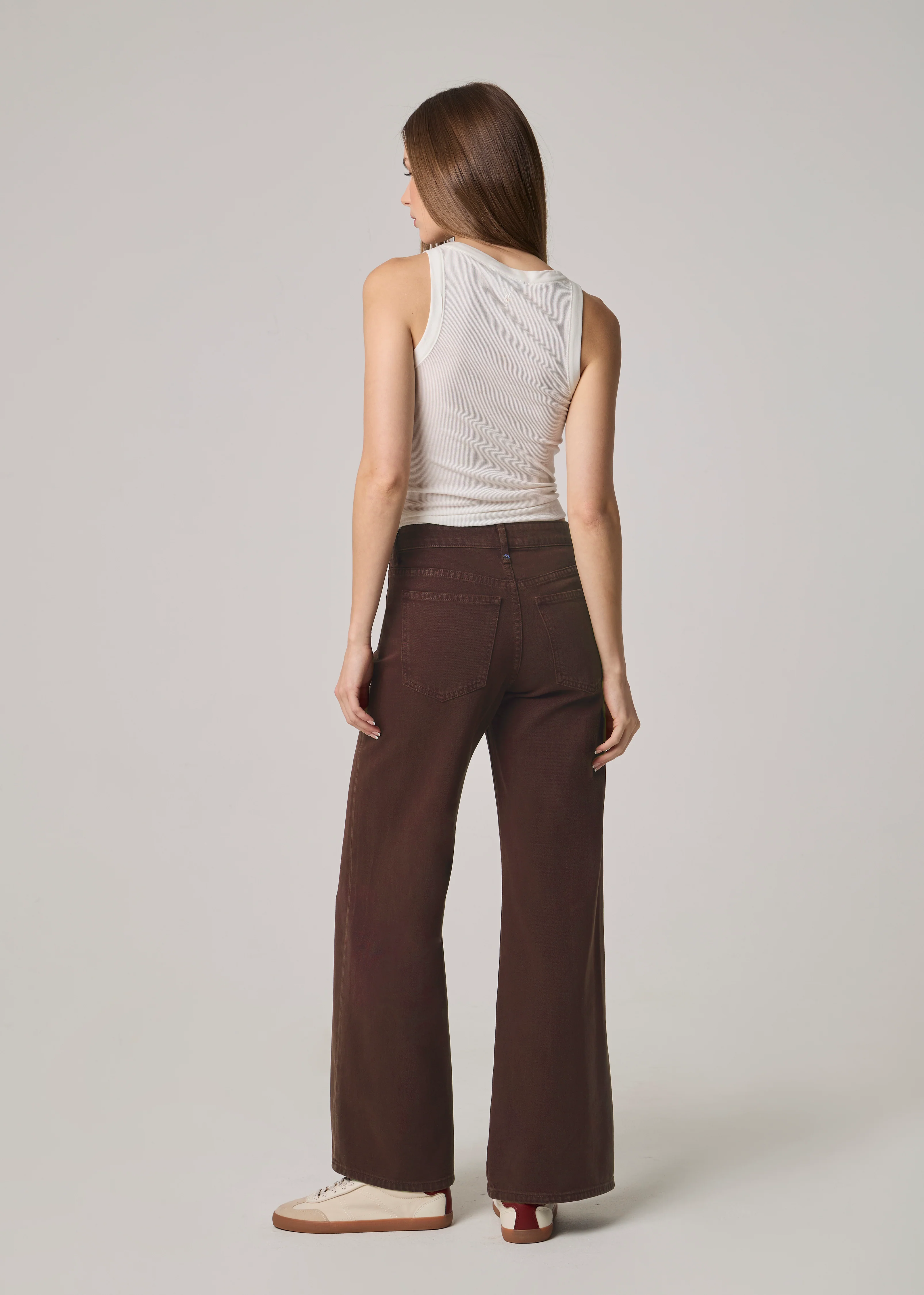 Conrad High Rise Long Wide Leg Jeans - Chocolate - Image 3