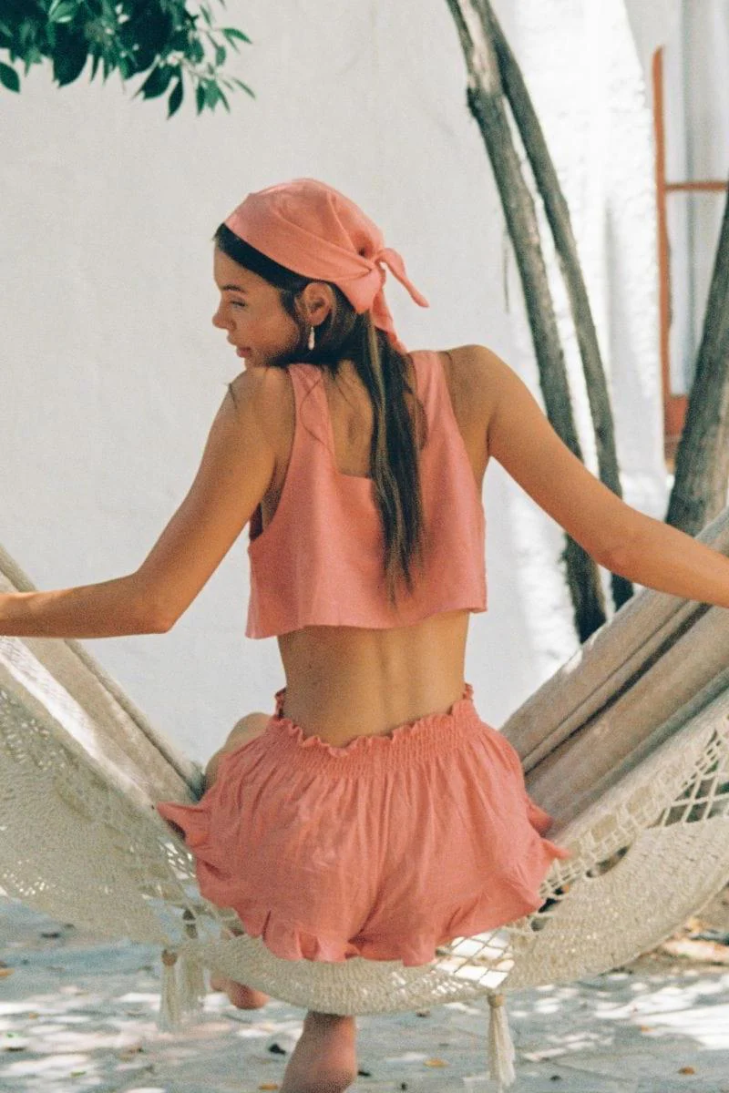 Coral Square Neck Crop Top - Image 4