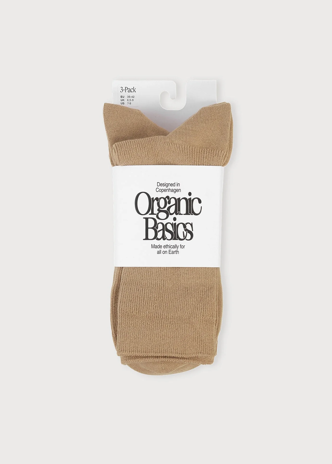 Core Crew Rib Socks 3-Pack - Hazelnut