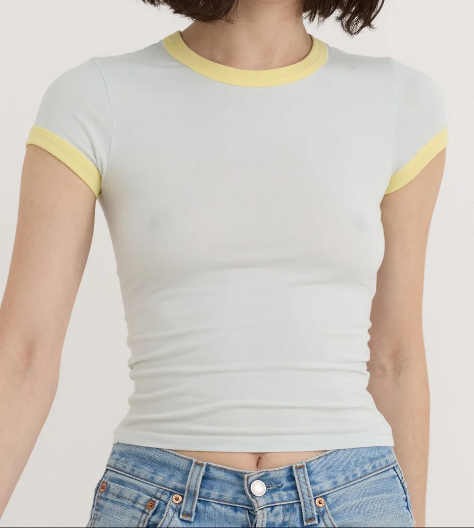 Core Play Baby Ringer Tee - Dewdrop / Light Lemon