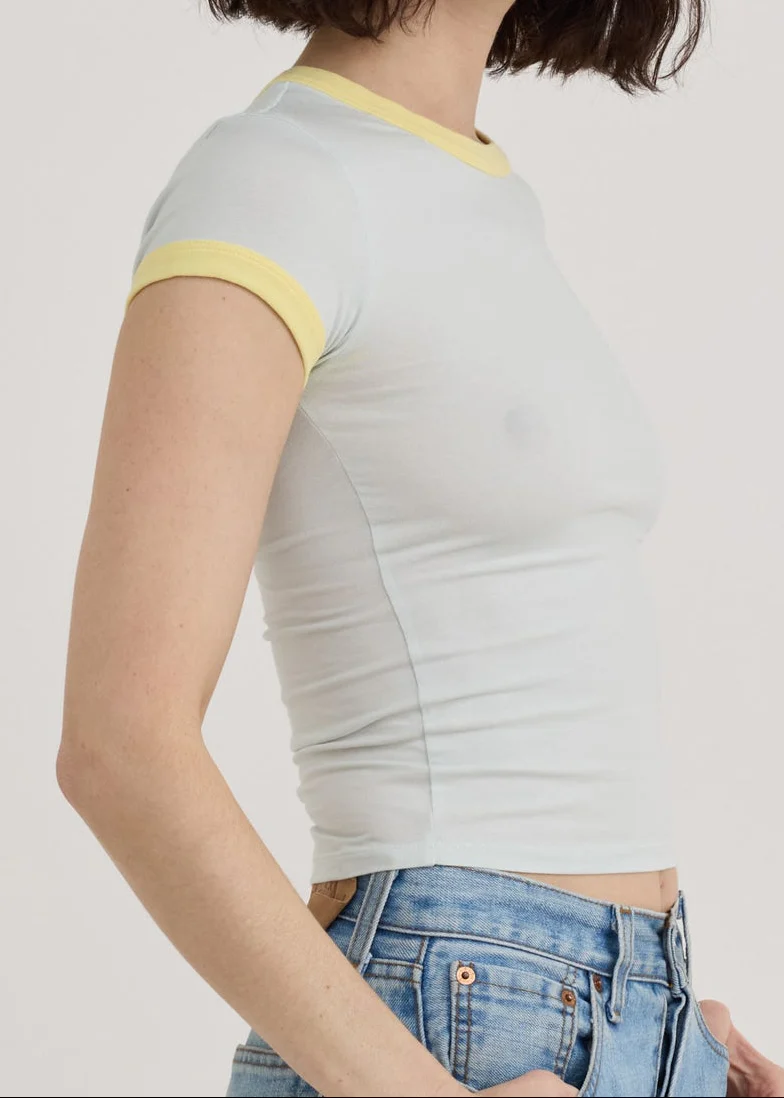 Core Play Baby Ringer Tee - Dewdrop / Light Lemon - Image 2