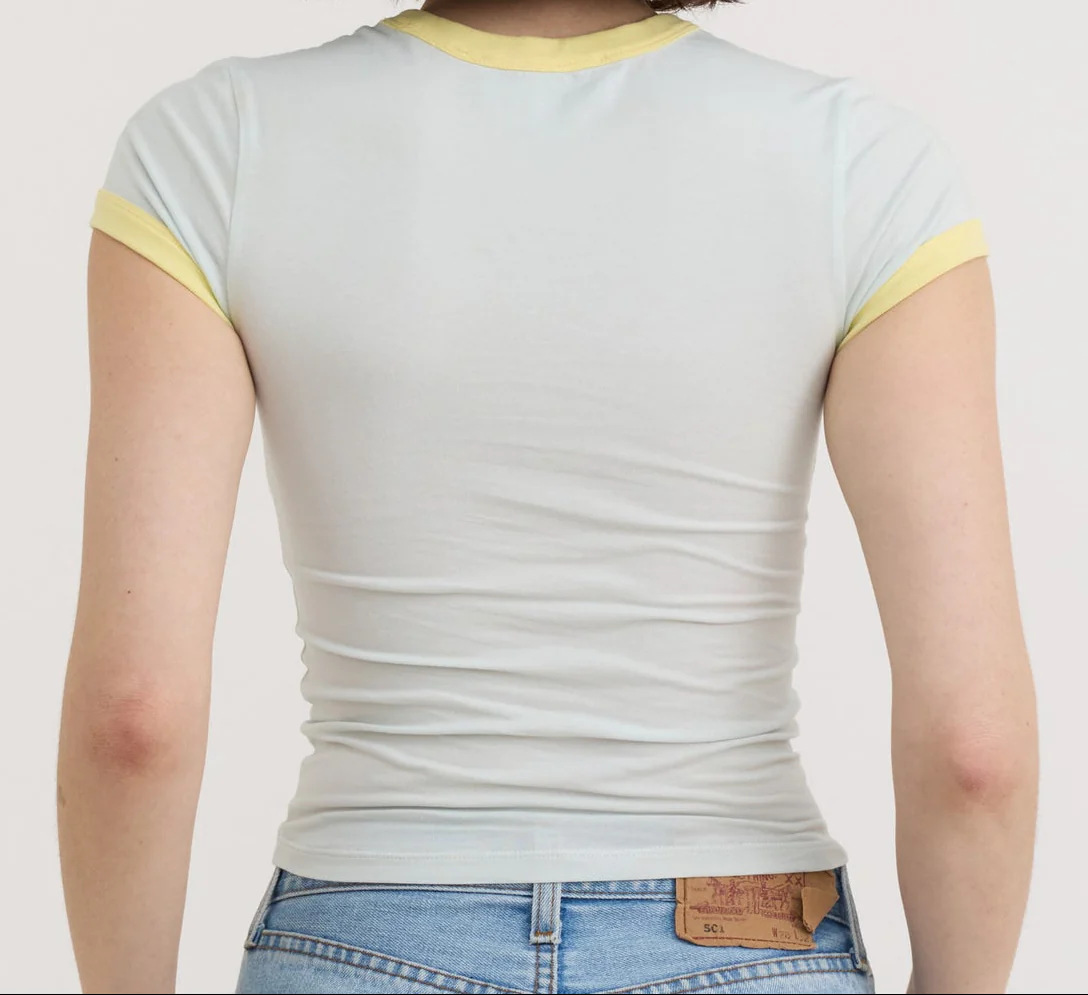 Core Play Baby Ringer Tee - Dewdrop / Light Lemon - Image 3