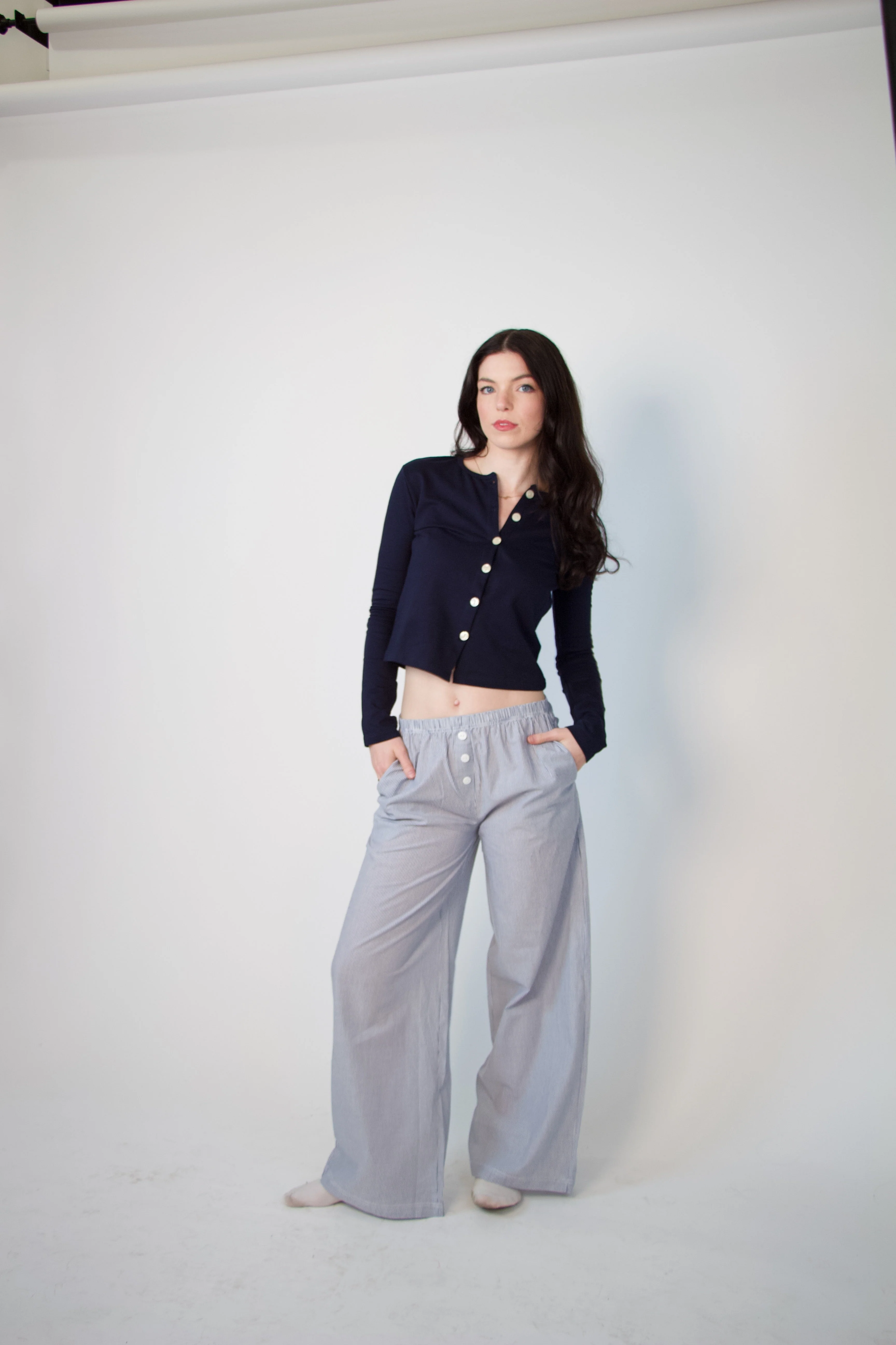 Cotton Cardigan Navy - Image 5