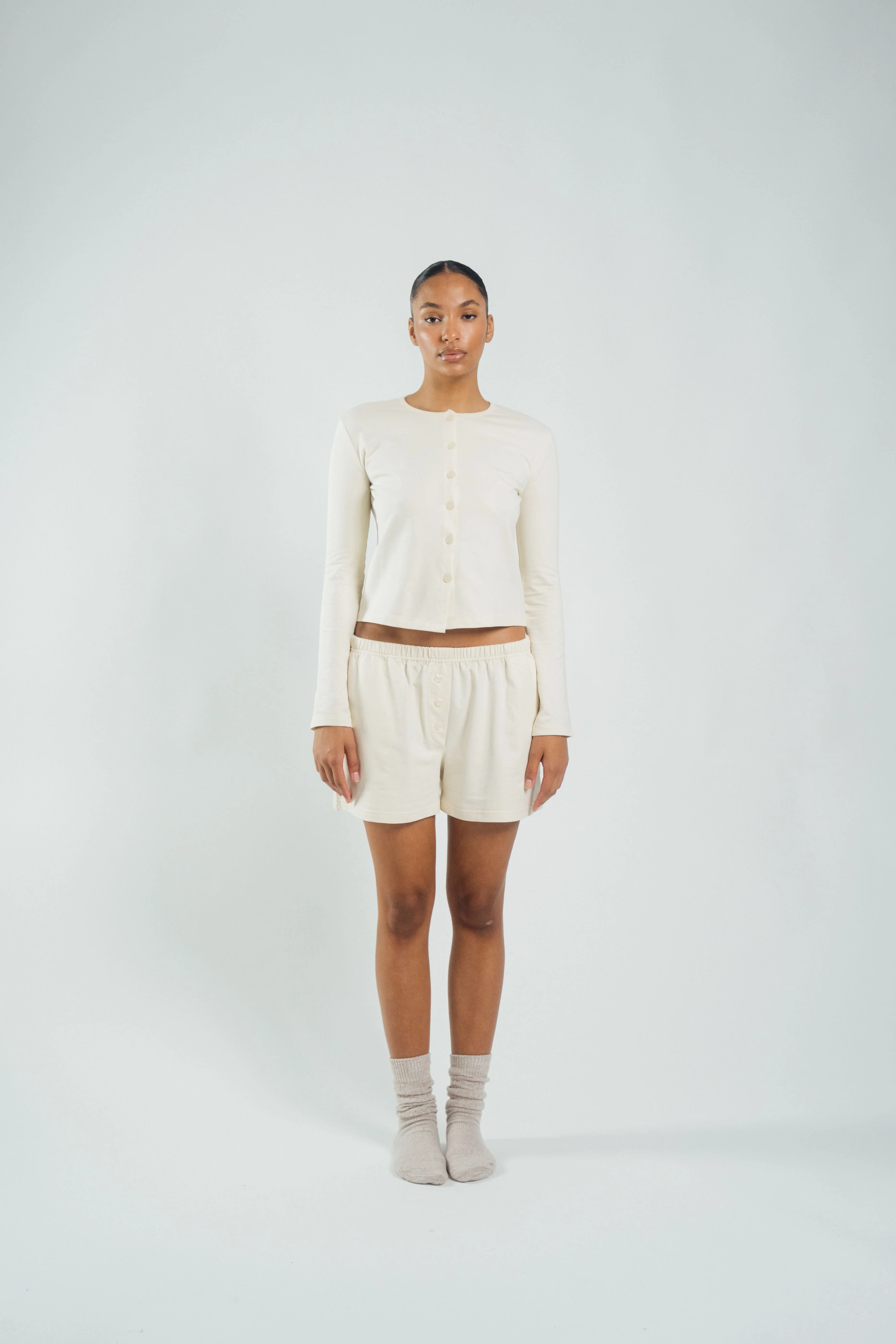 Cotton Cardigan Cream - Image 3