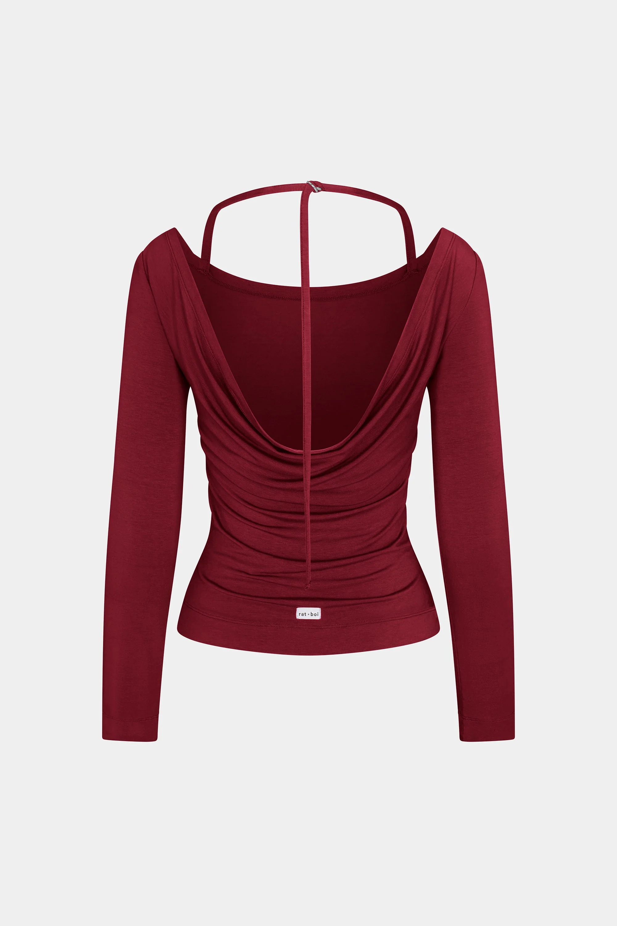 Cowl Back Long Sleeve - Bordeaux - Image 4