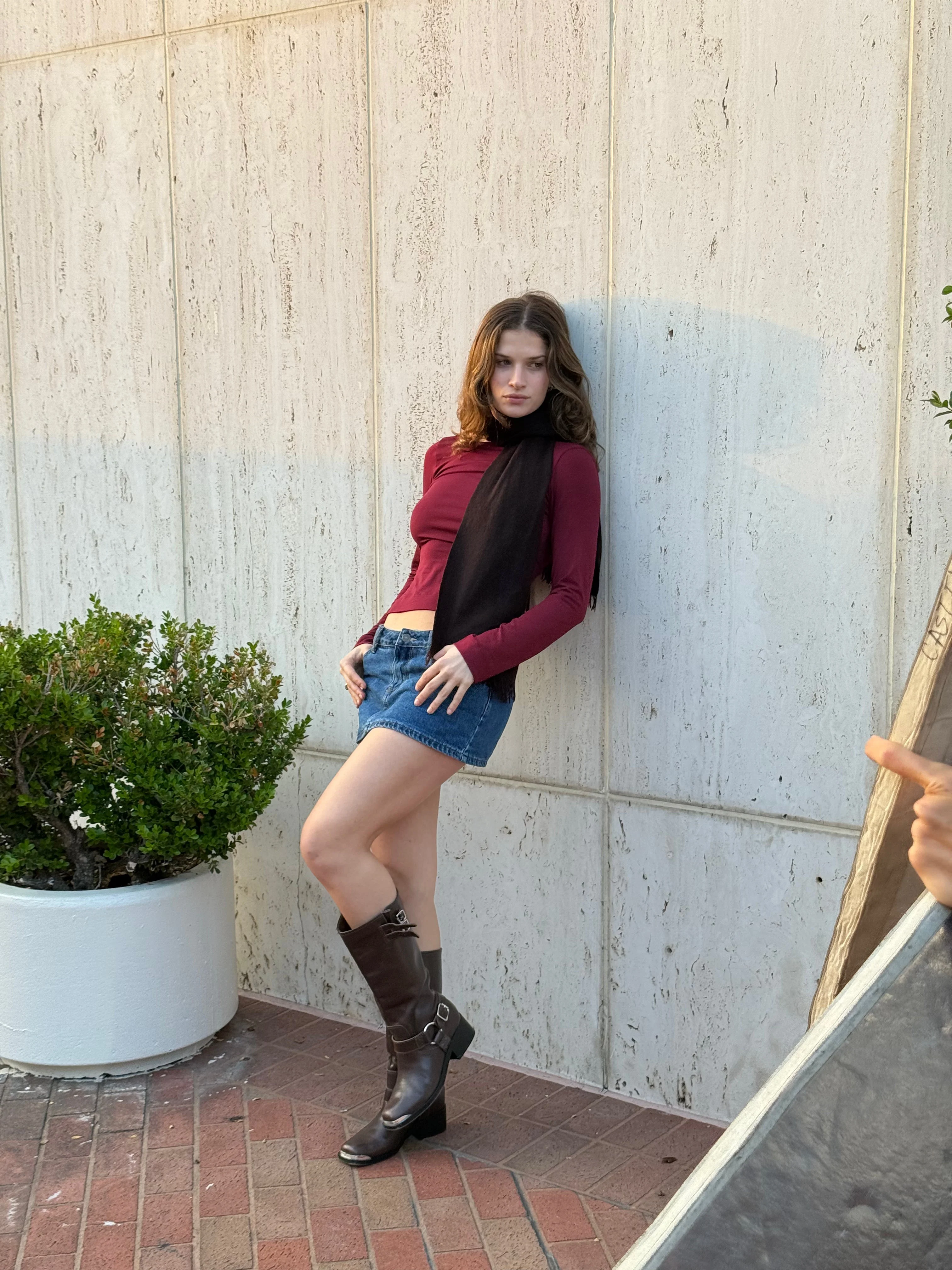 Cowl Back Long Sleeve - Bordeaux - Image 6