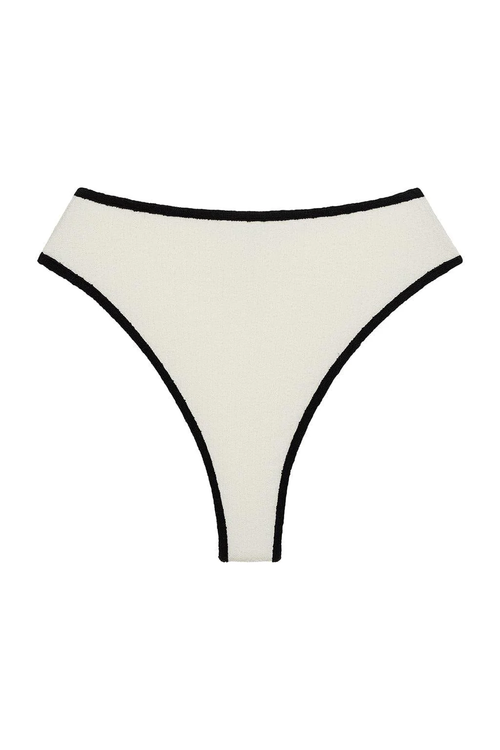 Cream (Black Binded) Terry Rib Paula Bikini Bottom - Image 2