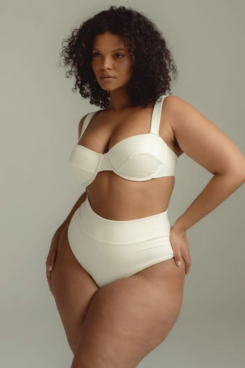 Cream Rib Bustier Bikini Top - Image 5