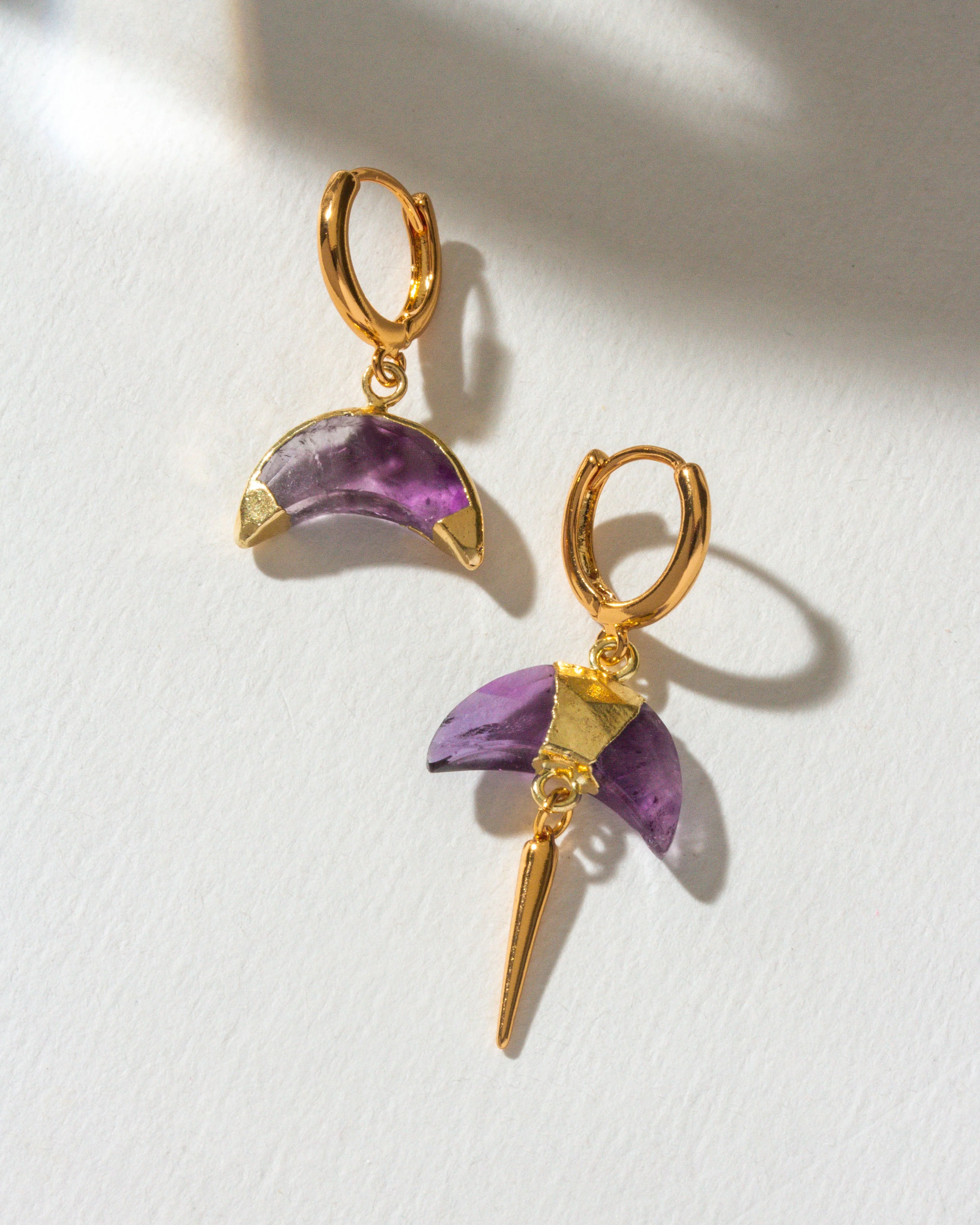 Crescent Horn Mismatched Huggie Hoop Earring - Image 3