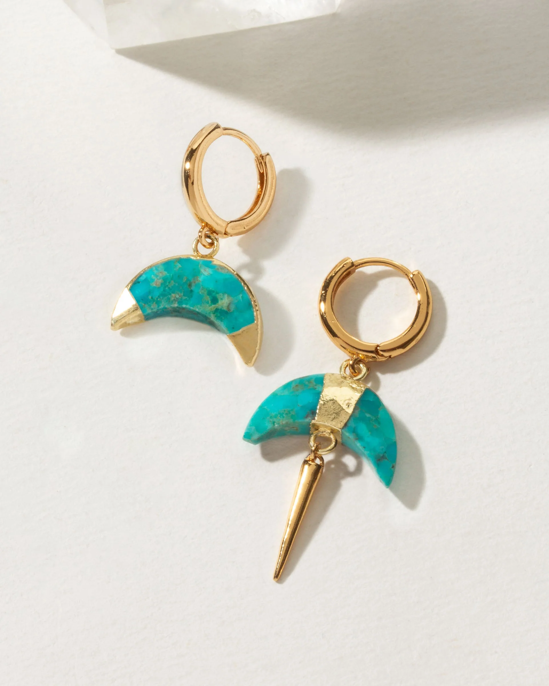 Crescent Horn Mismatched Huggie Hoop Earring - Image 4