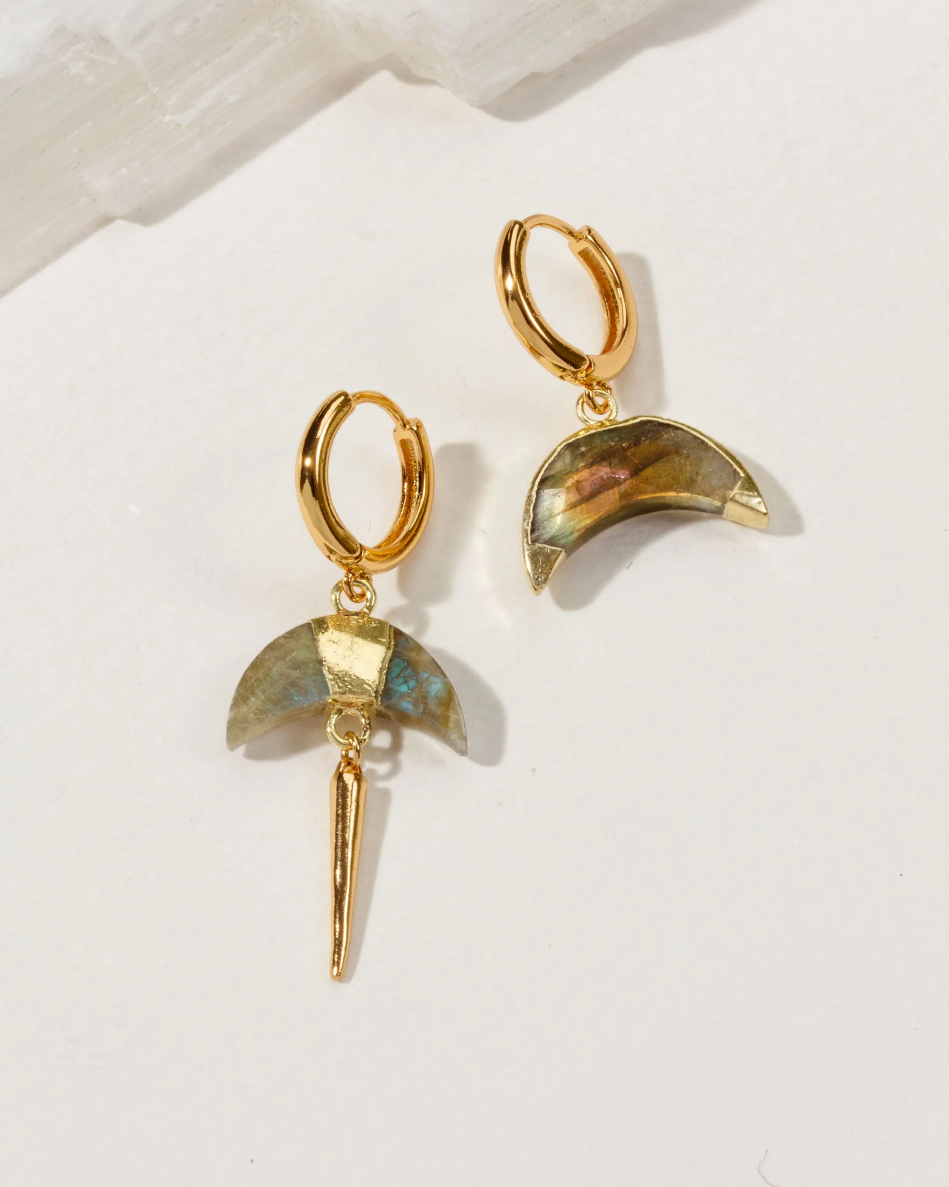 Crescent Horn Mismatched Huggie Hoop Earring - Image 6