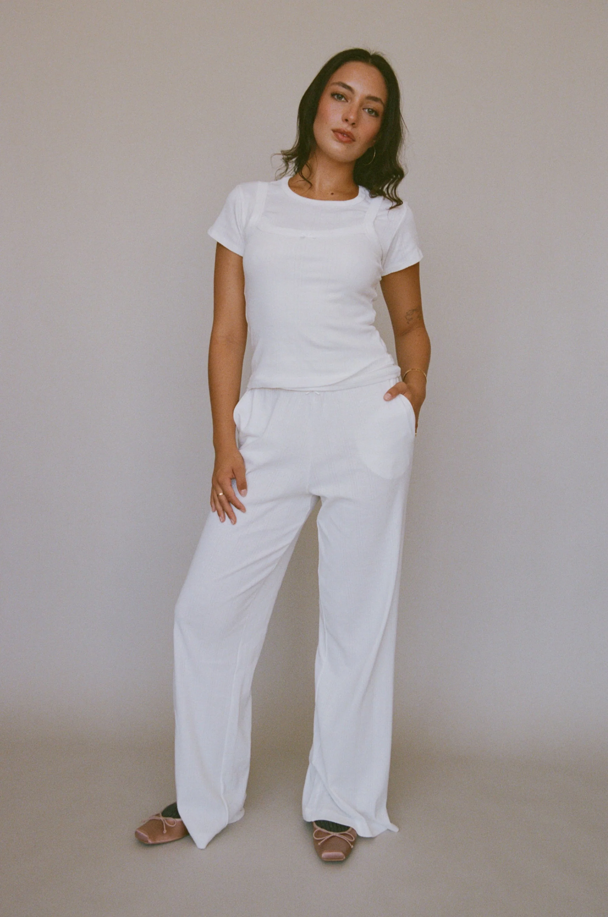 Pointelle Easy Pant - Swan - Image 2