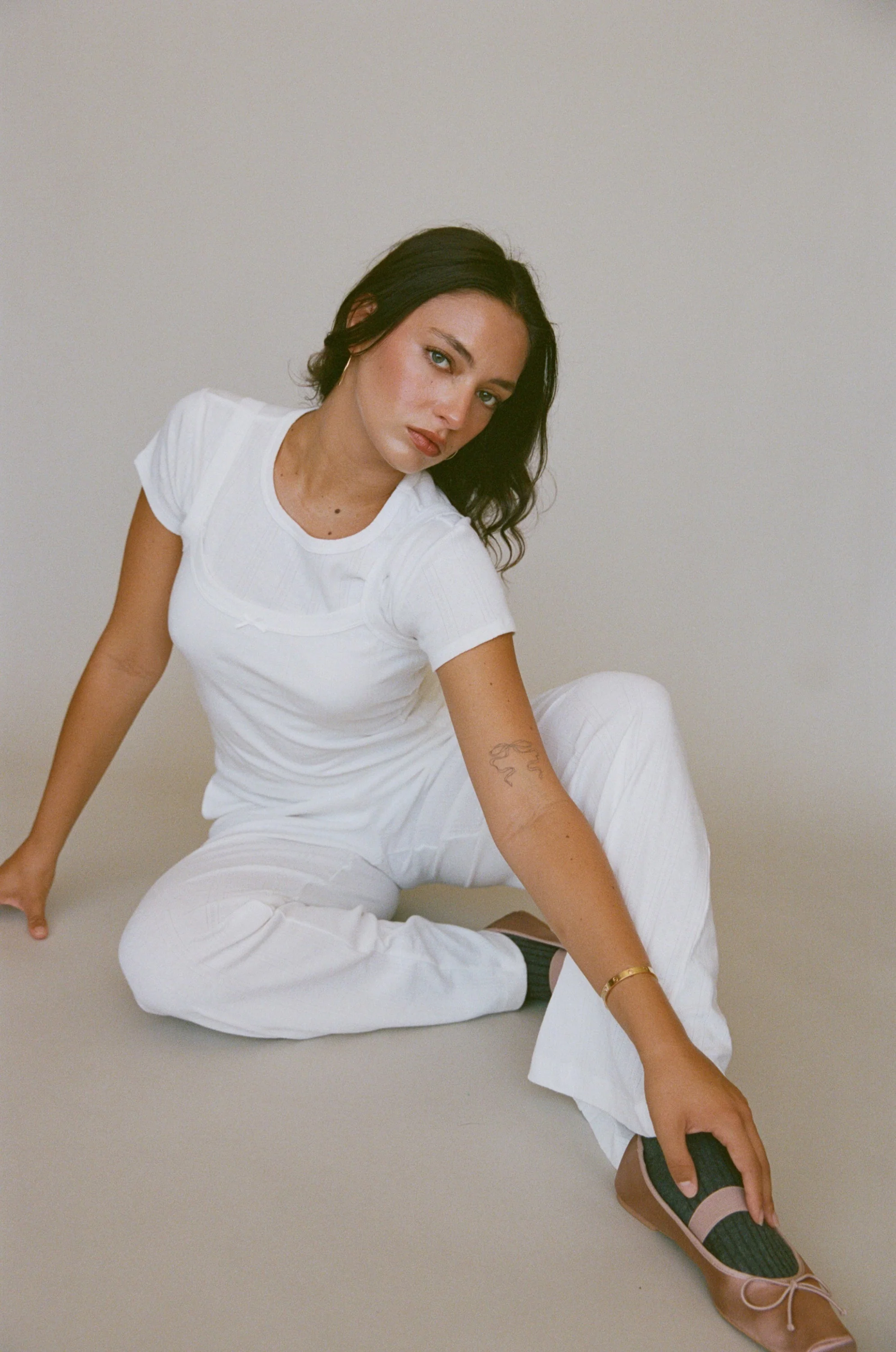 Pointelle Easy Pant - Swan - Image 4