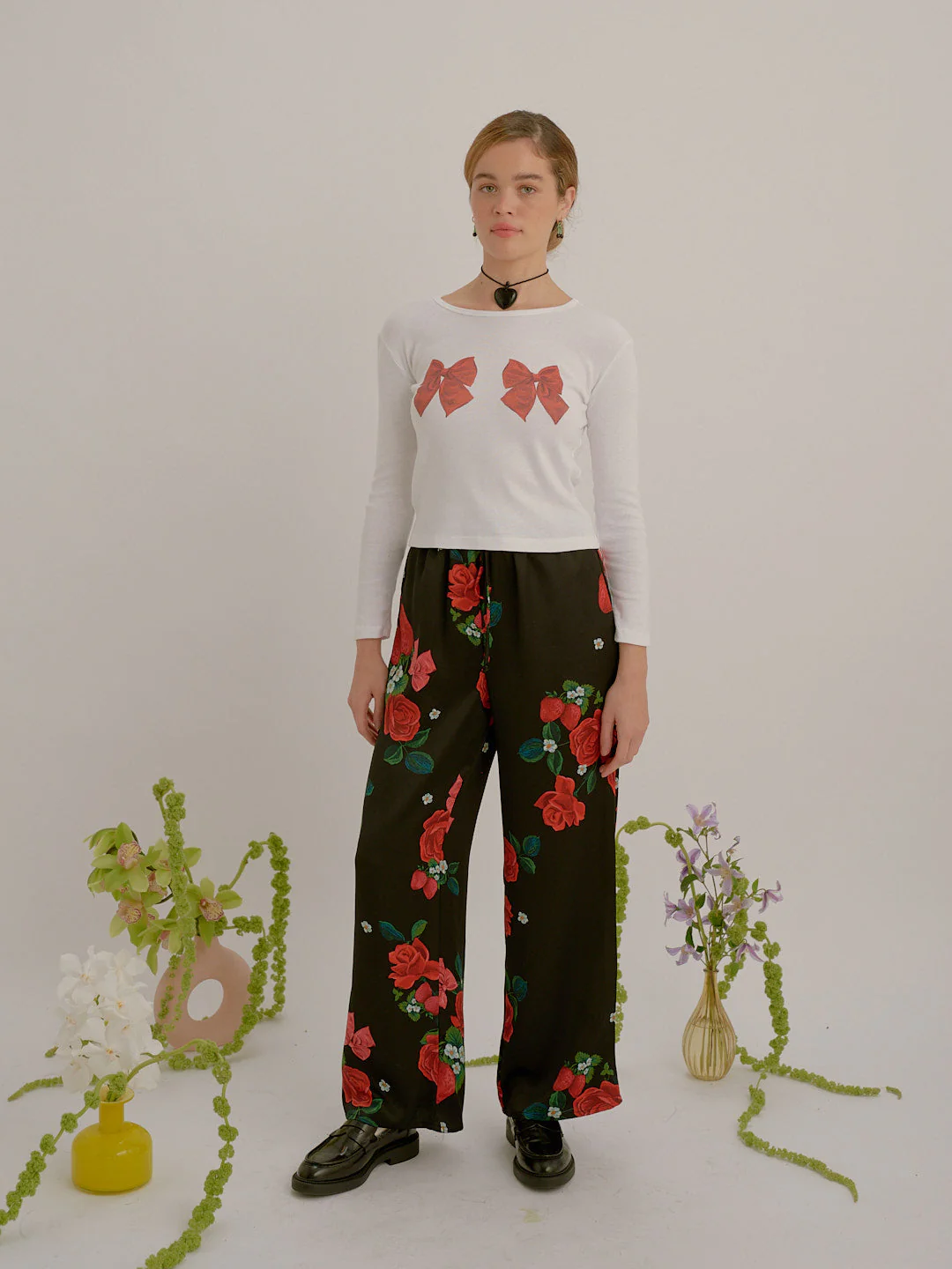 Dana Long Sleeve Tee - White/Bows - Image 6