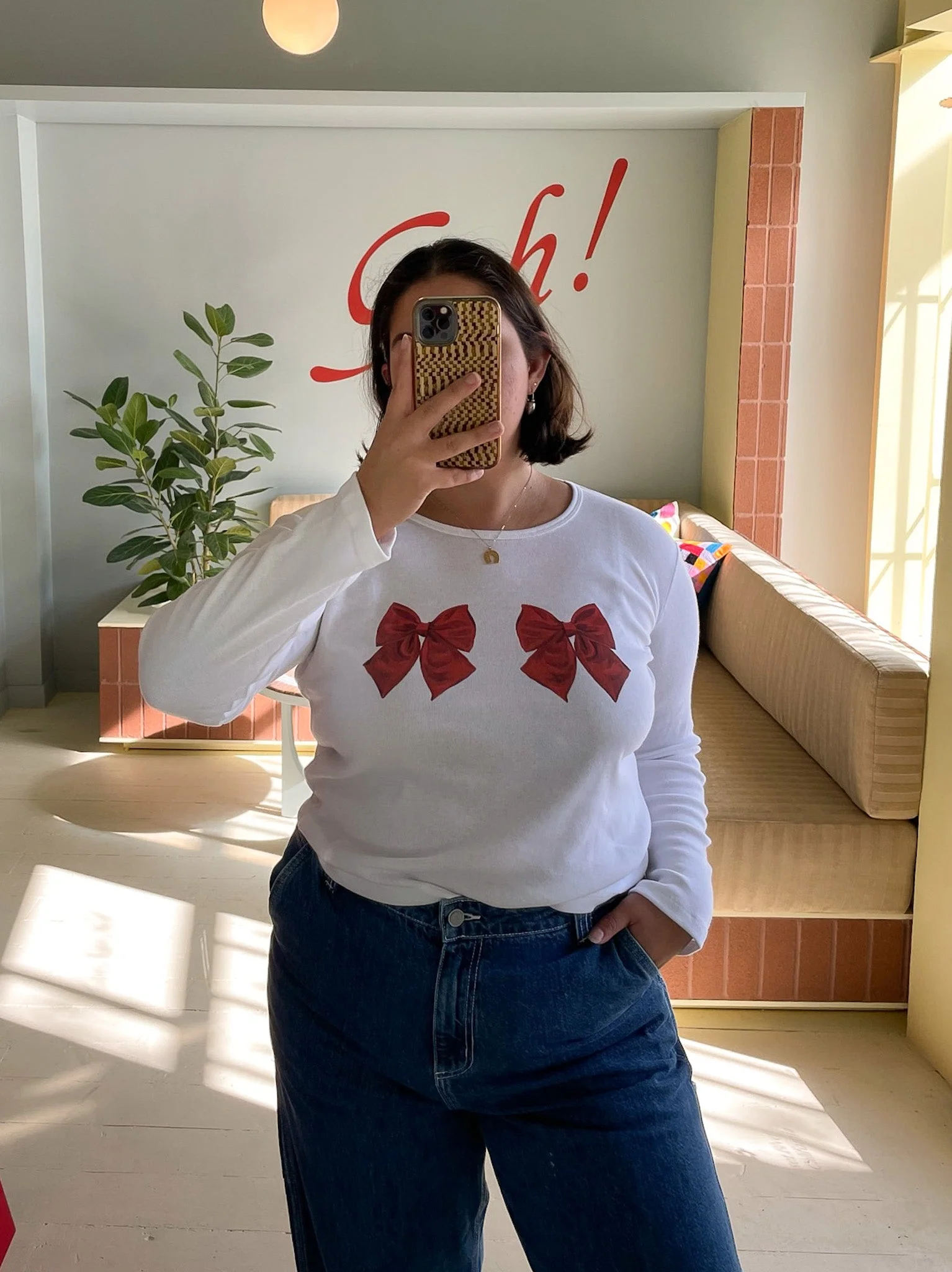Dana Long Sleeve Tee - White/Bows - Image 7