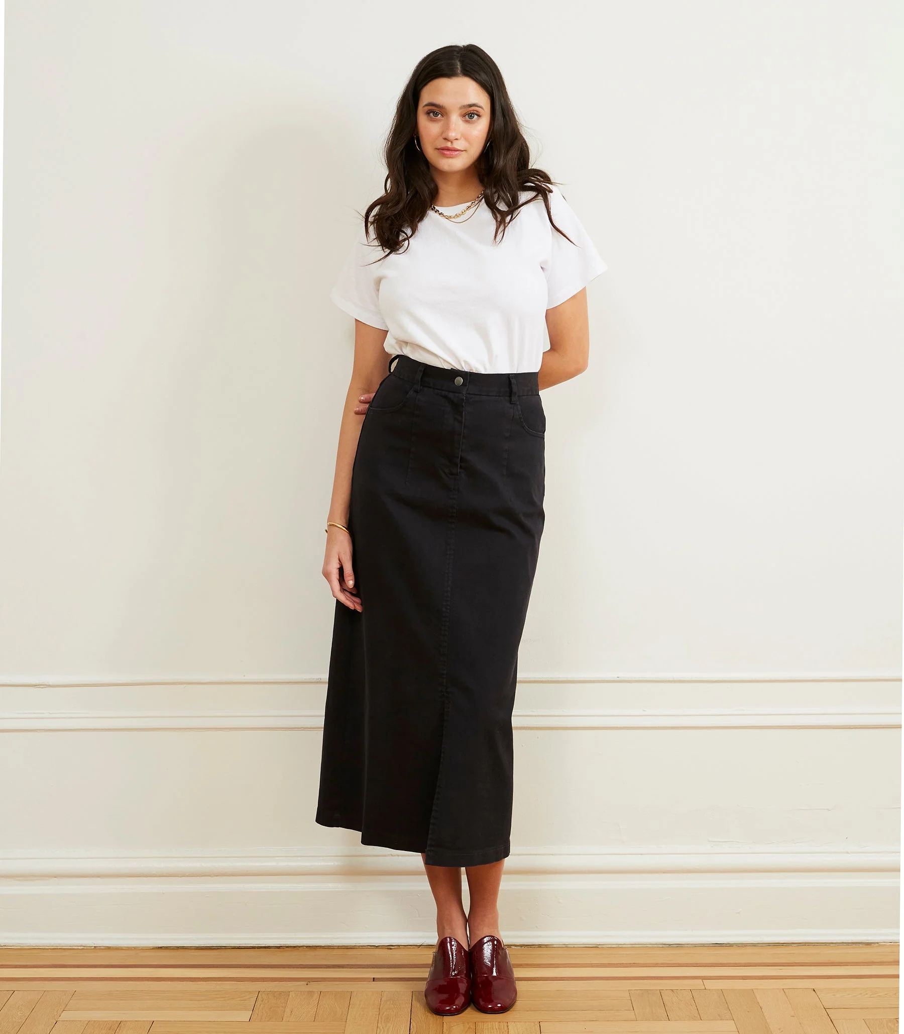 Monica Denim Midi Skirt - Black - Image 3
