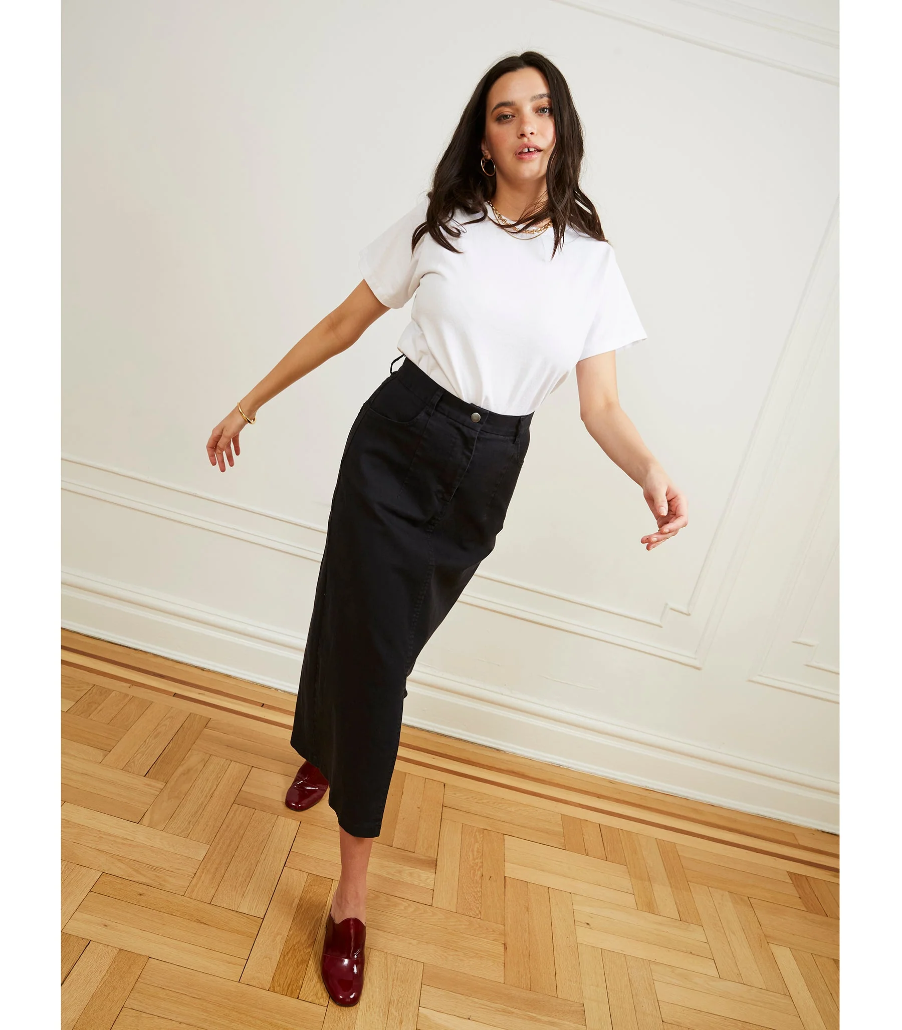 Monica Denim Midi Skirt - Black - Image 5