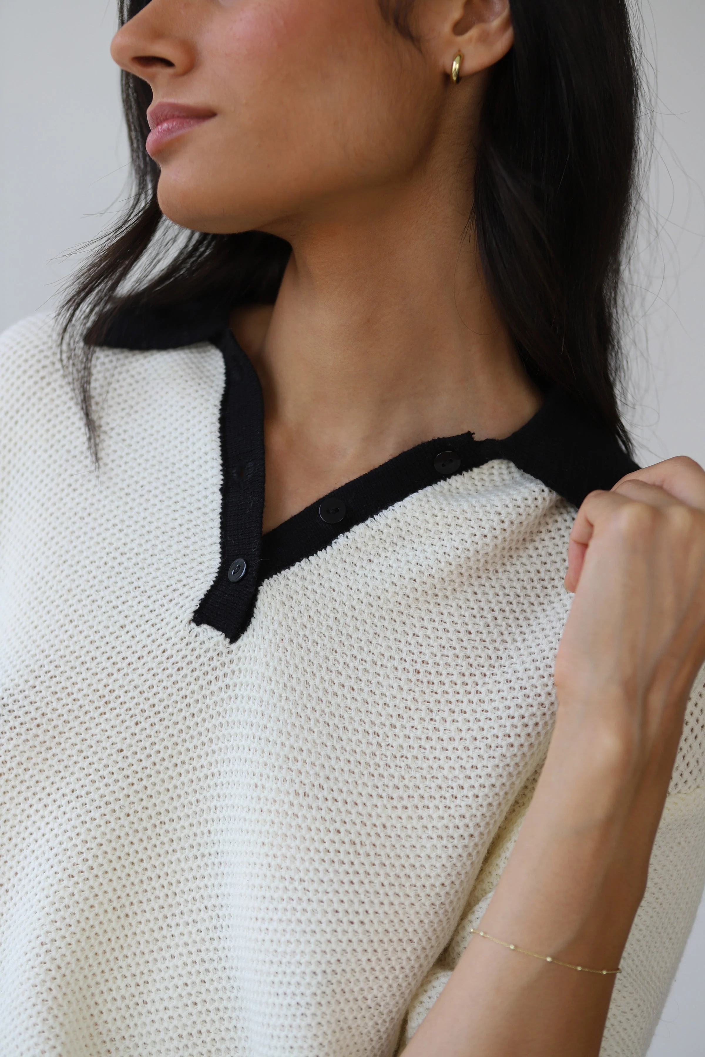 Doris Oversized Polo - Creme - Image 4