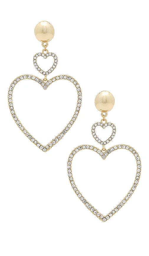 Double Heart Crystal Drop Earrings