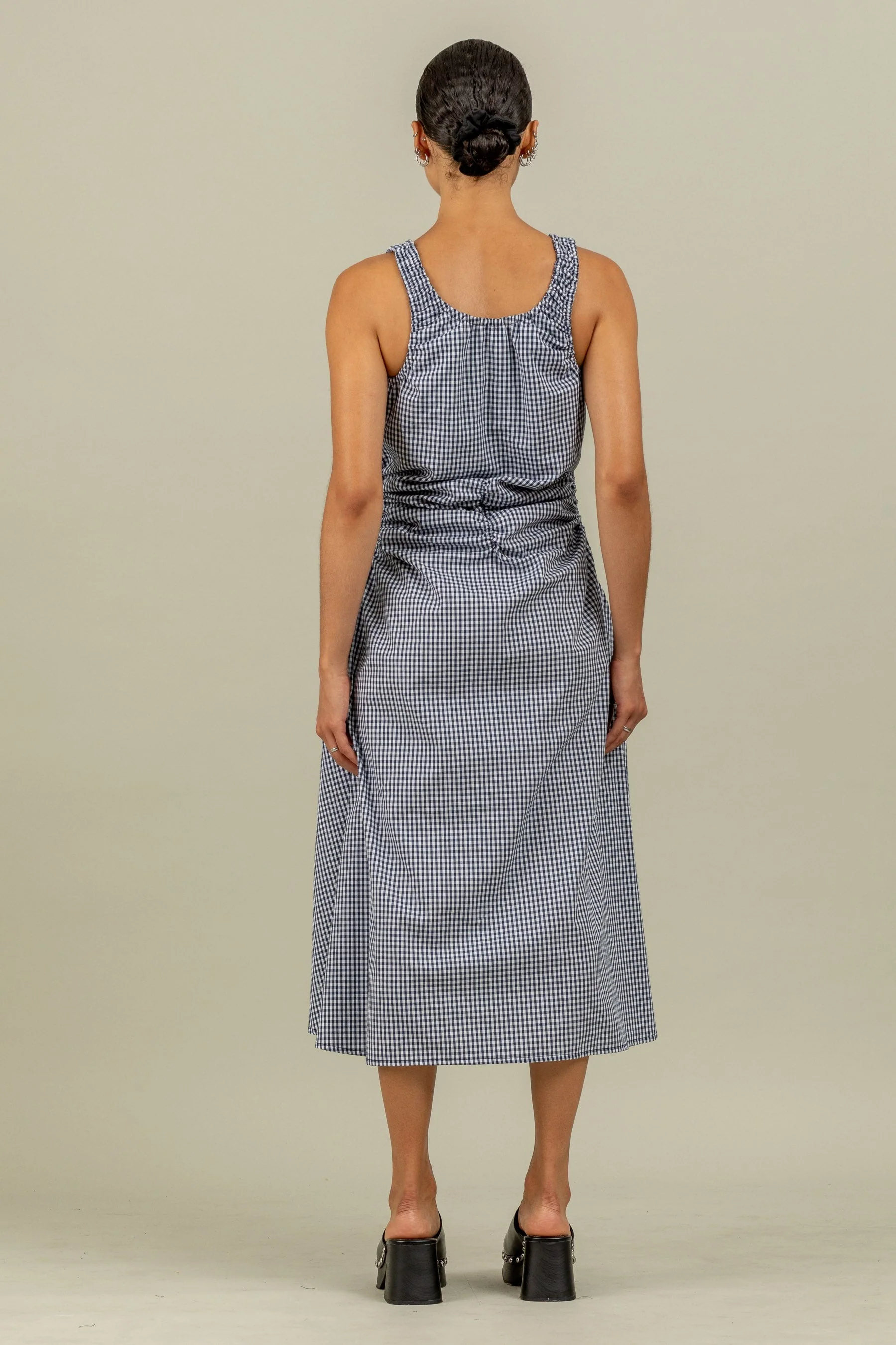 Eva Luca Dress - Navy White Gingham - Image 3