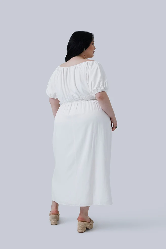Gia Midi Dress - White - Image 3