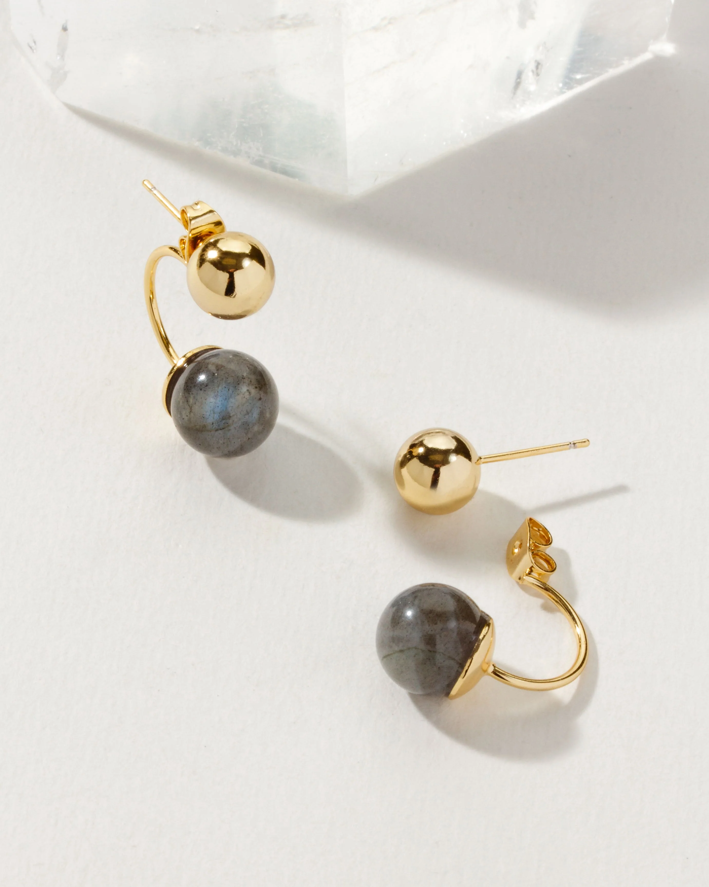 Green Light Front Back Post Labradorite Earring