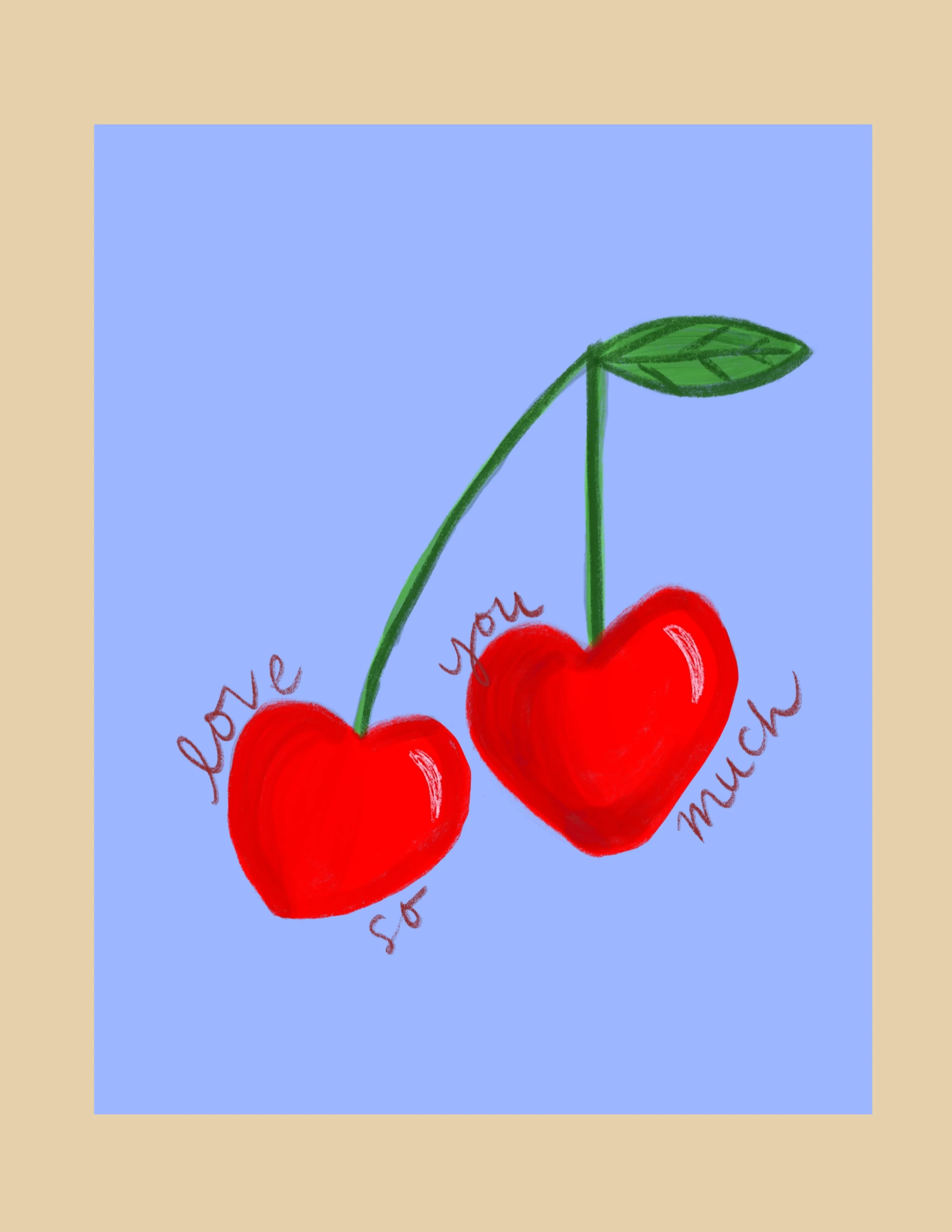 Greeting Card - Love You So Much Cherries - Image 2