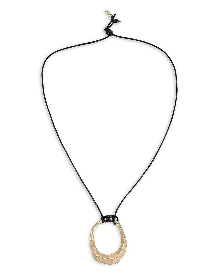 Hammered Golden Loop Pendant 18k Gold Plated Necklace - Image 3