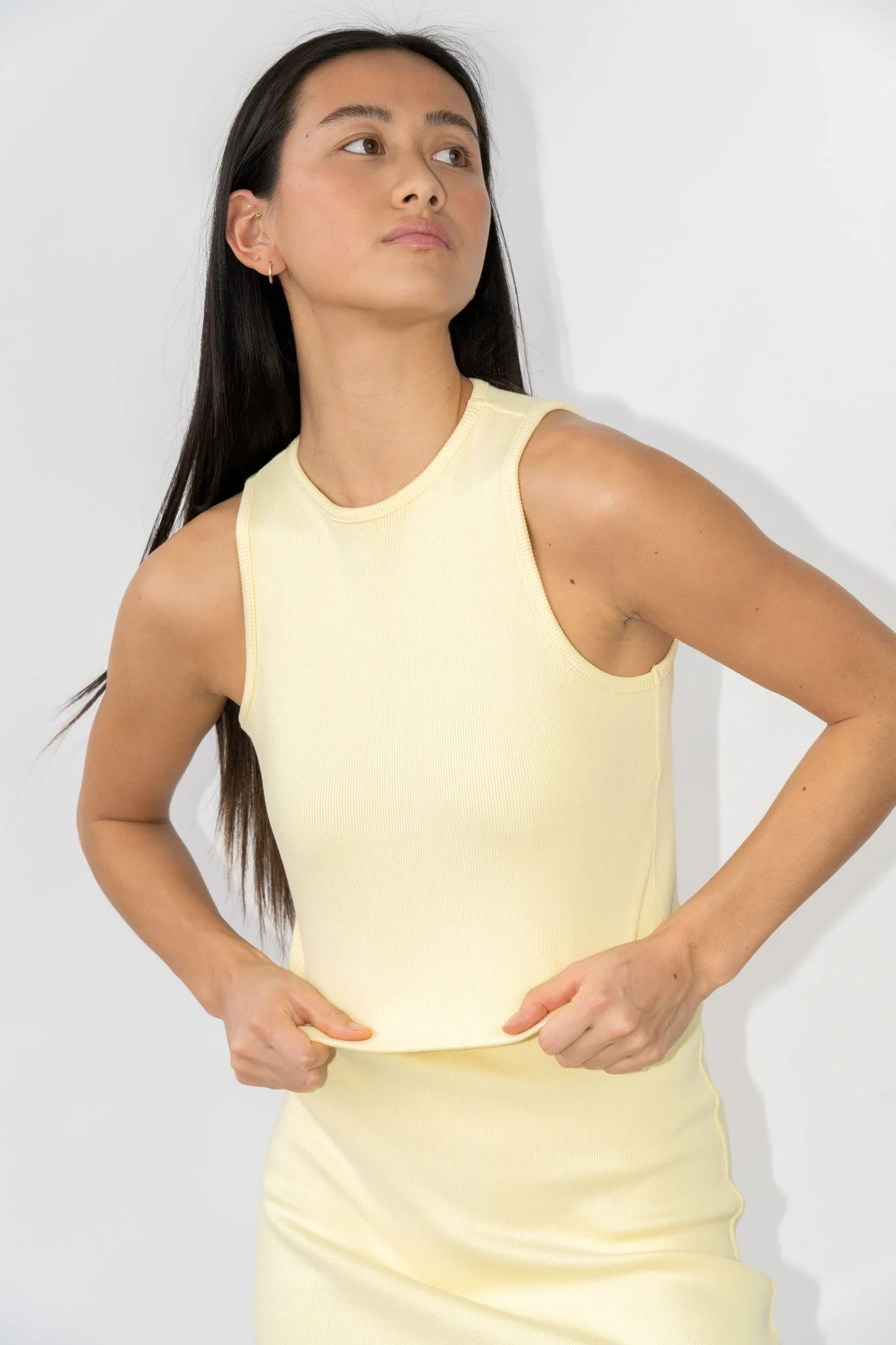 High Neck Ribbed Tank Butter - Image 2