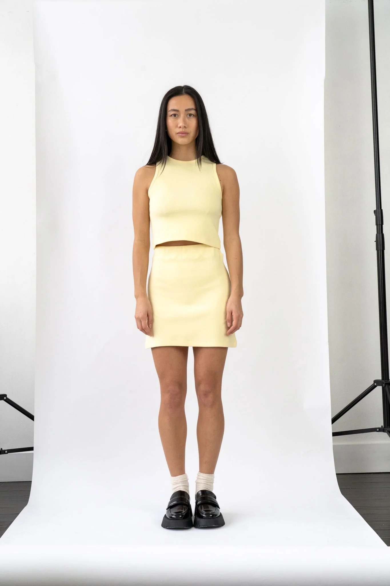 High Neck Ribbed Tank Butter - Image 4