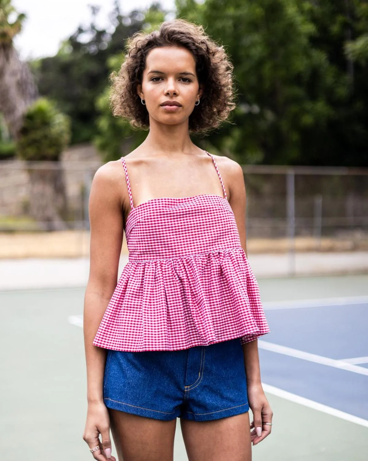 Imani Top - Red/White Gingham