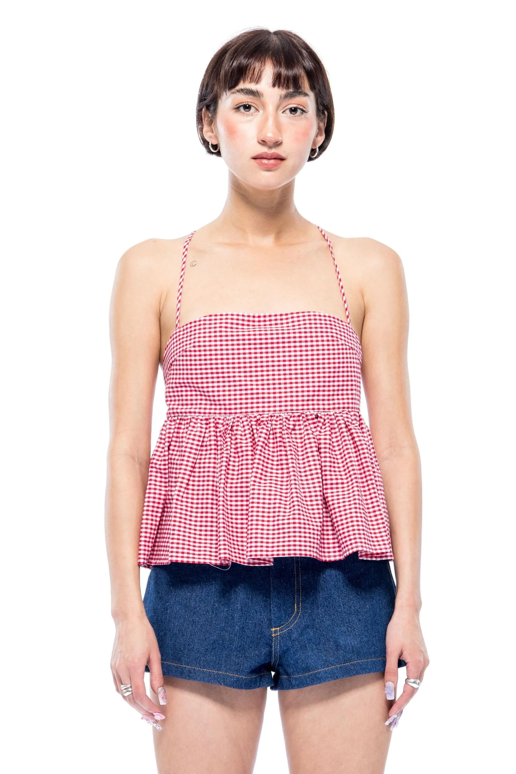 Imani Top - Red/White Gingham - Image 3