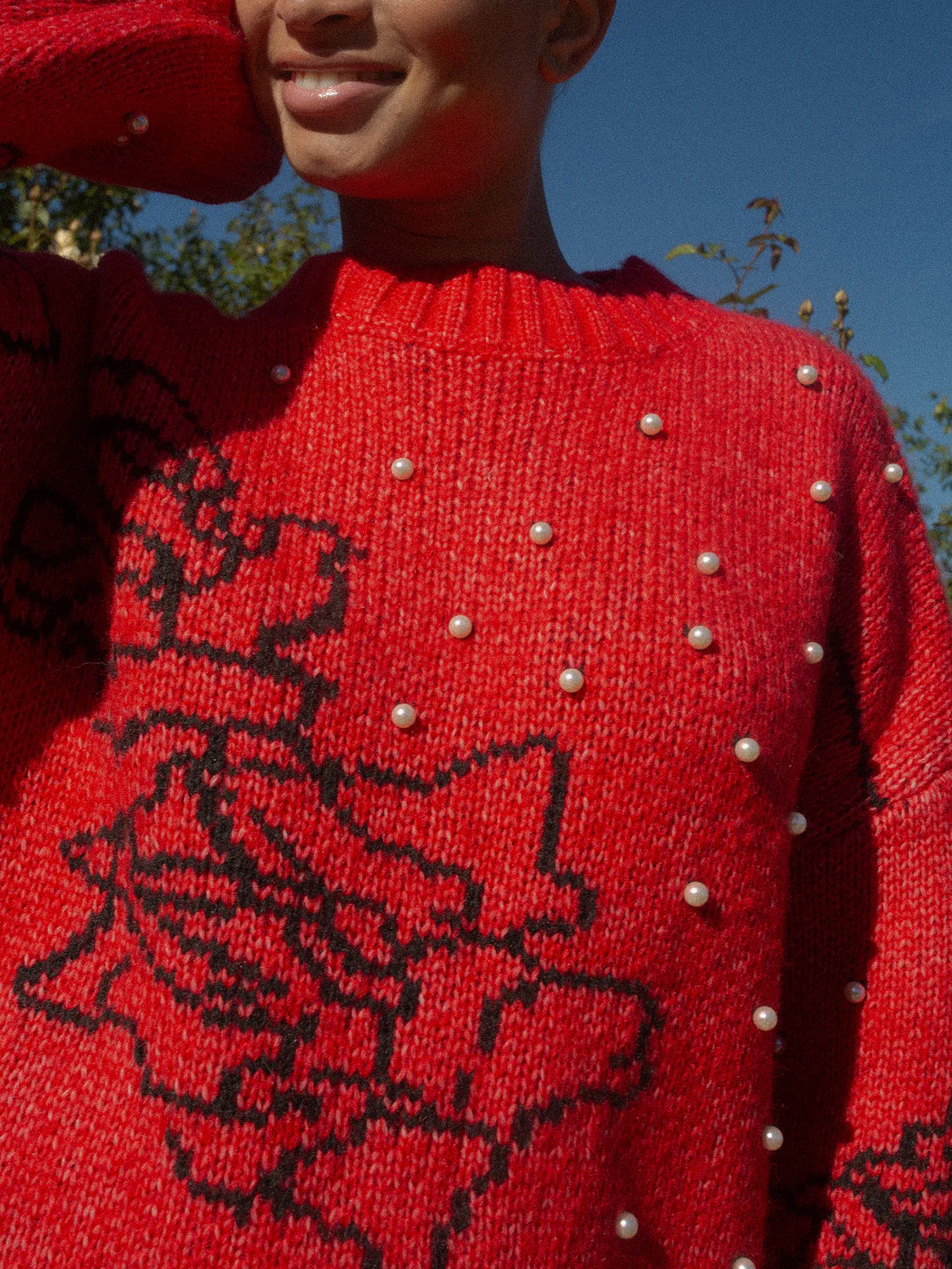 Iris Pearl Sweater - Rose Dot Red - Image 3
