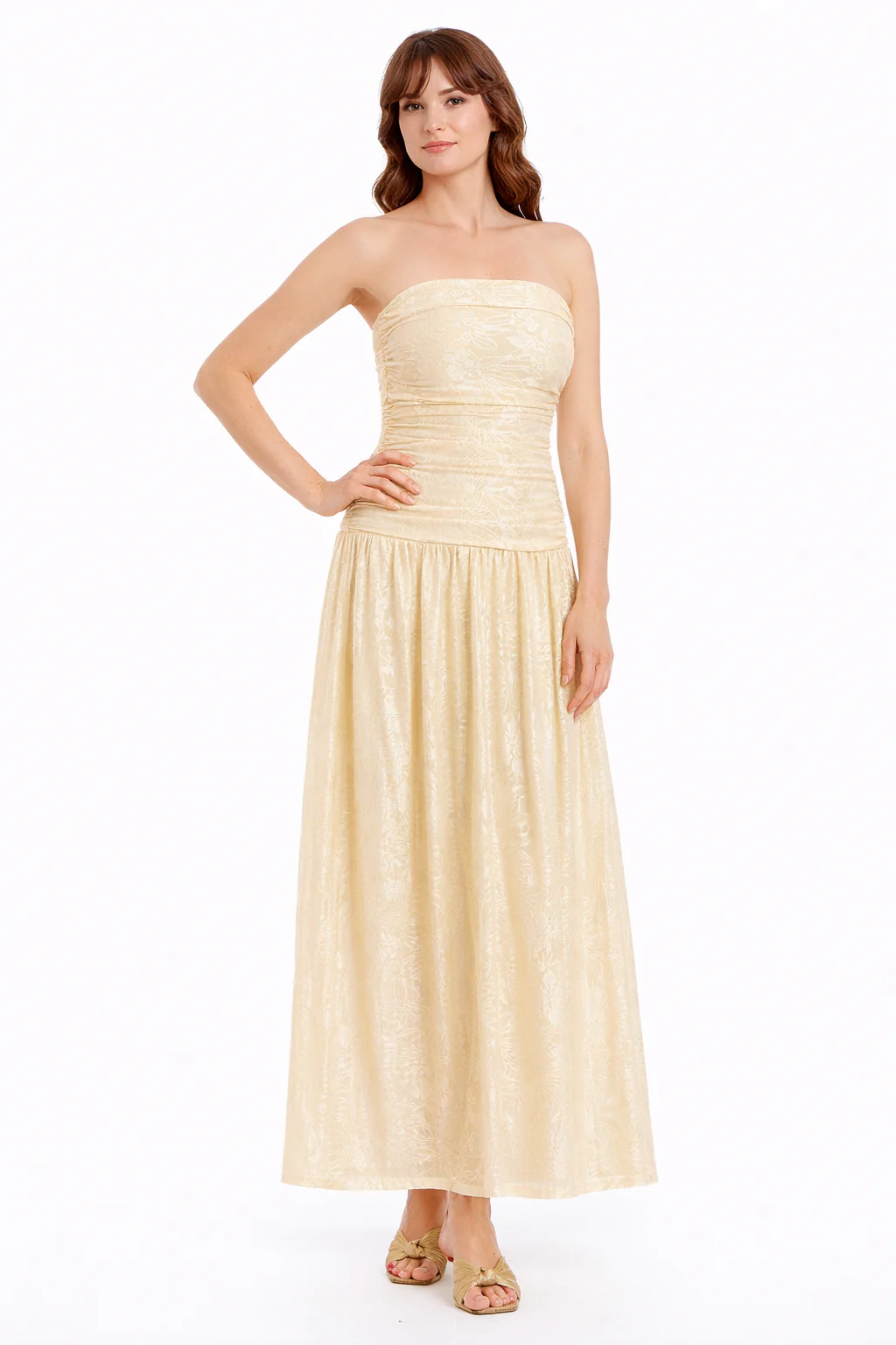 Natasha Strapless Jacquard Maxi Dress