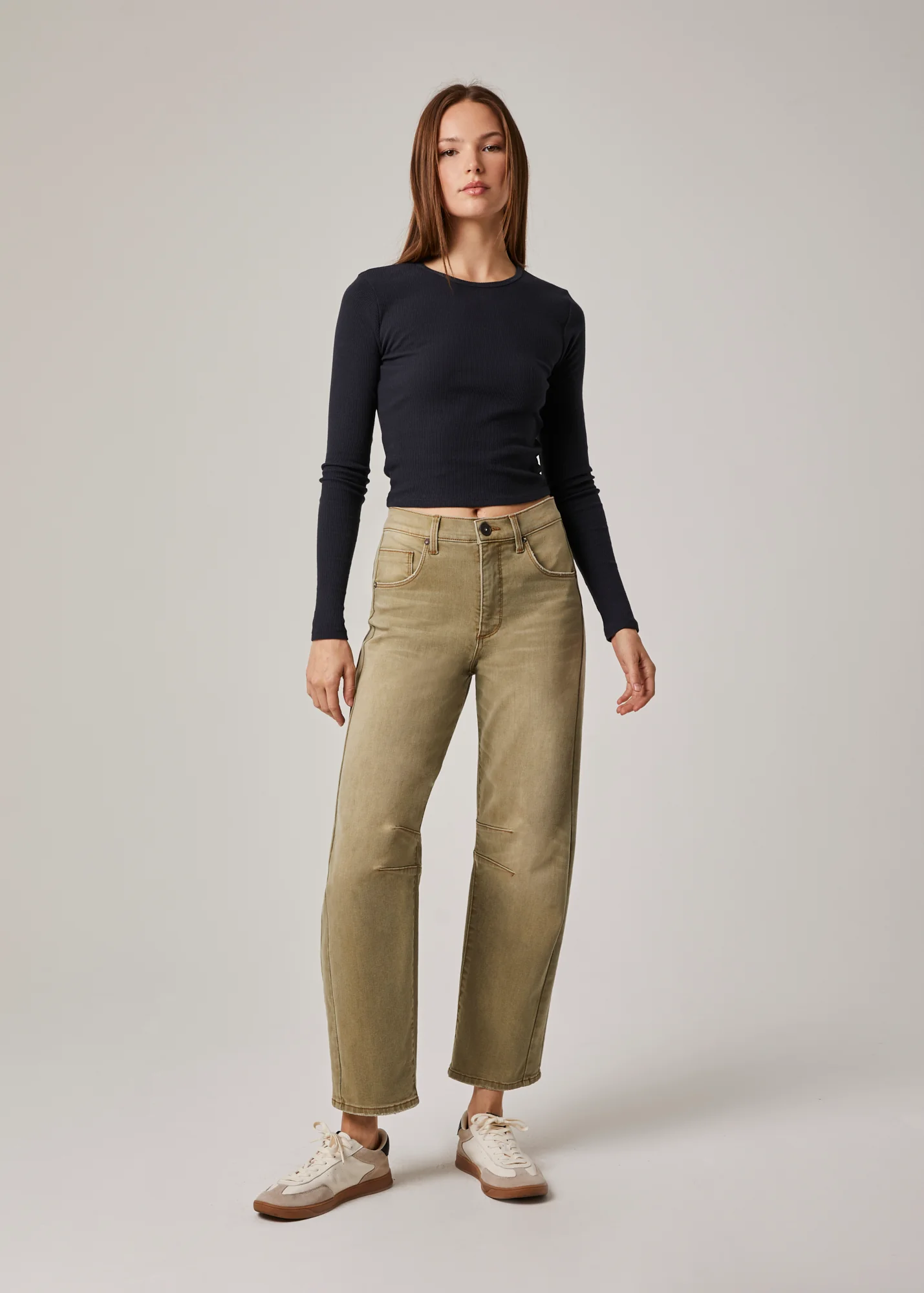 Jack High Rise Slouchy Barrel Jeans - Light Olive Hamilton